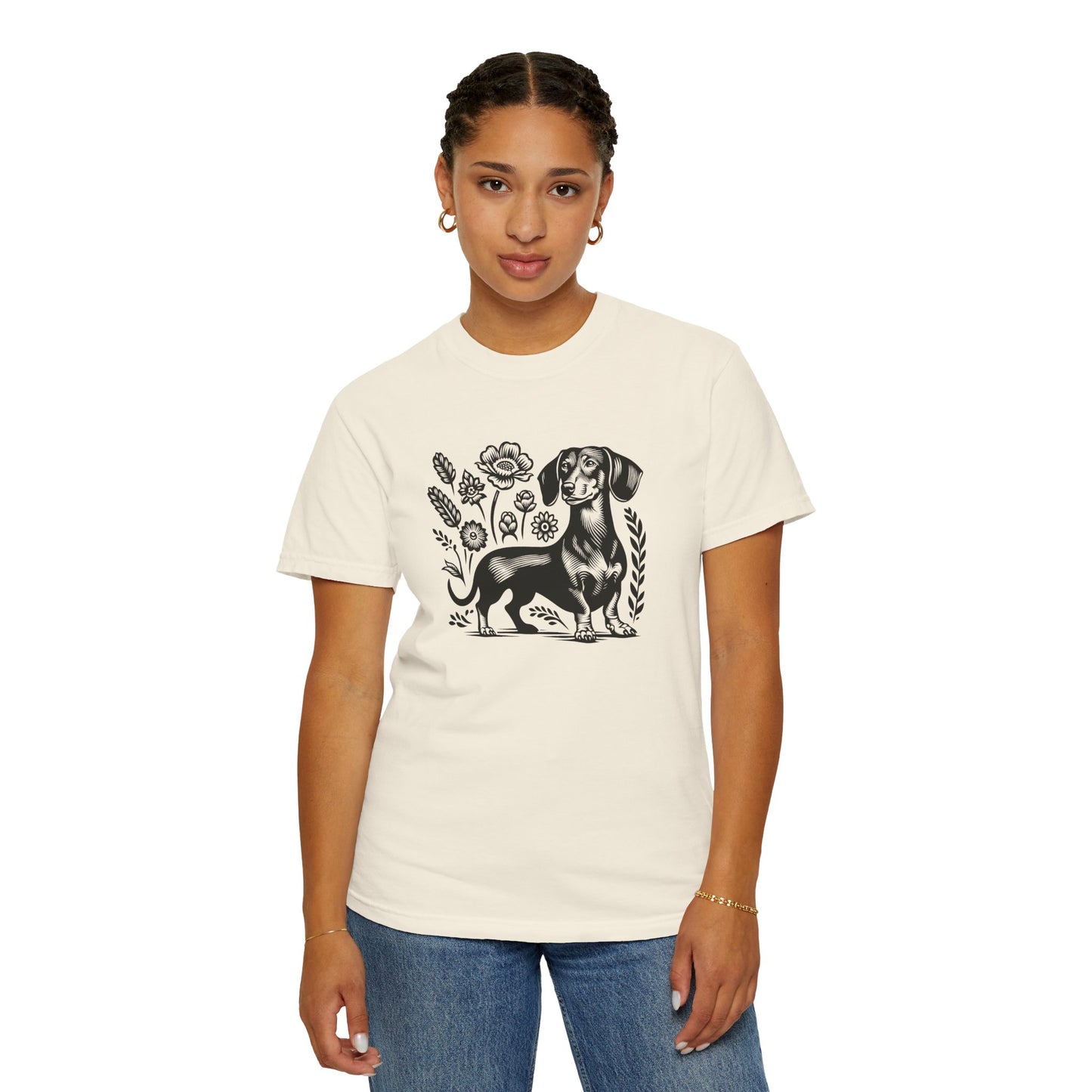 Floral Dachshund Unisex T-Shirt - Comfy Pet Lover Gift