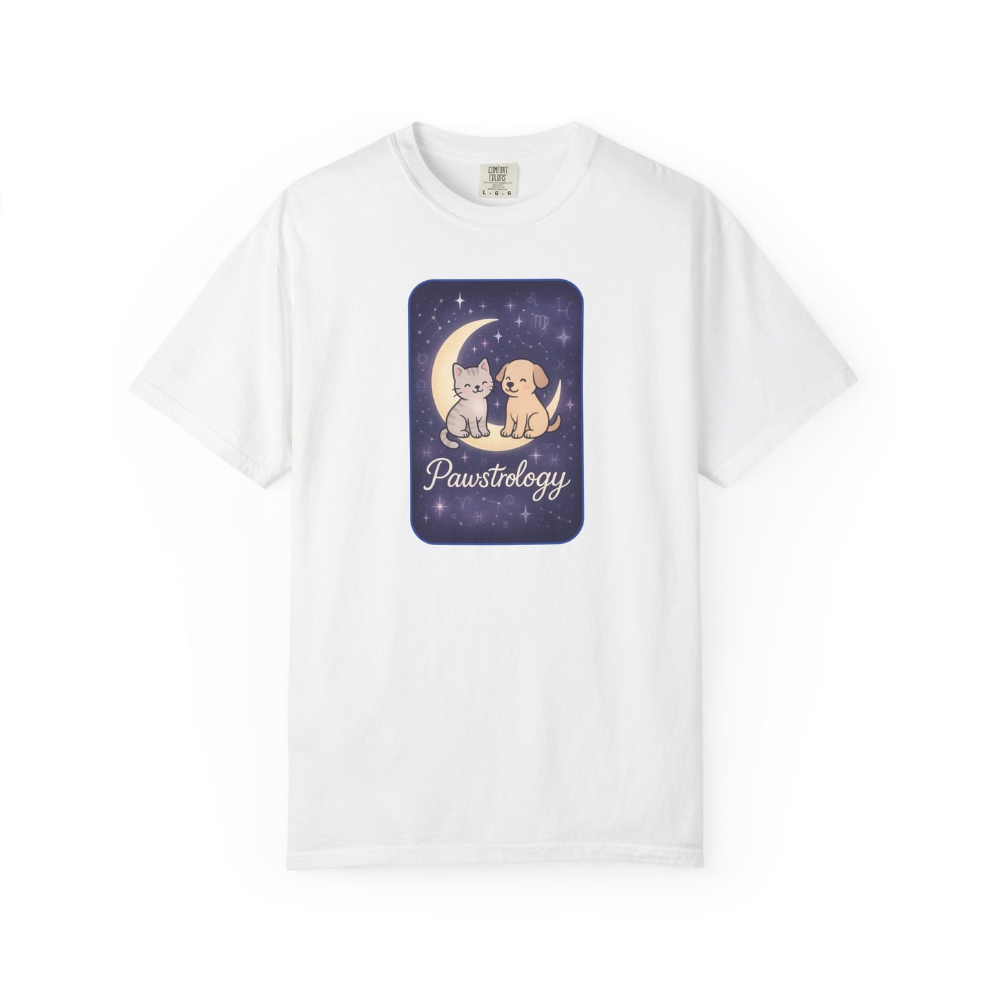 Pawstrology Graphic T-shirt, Cute Pet Astrology Tee, Unisex Animal Lover Shirt, Gifts for Cat Dog Owners, Celestial Pet Apparel