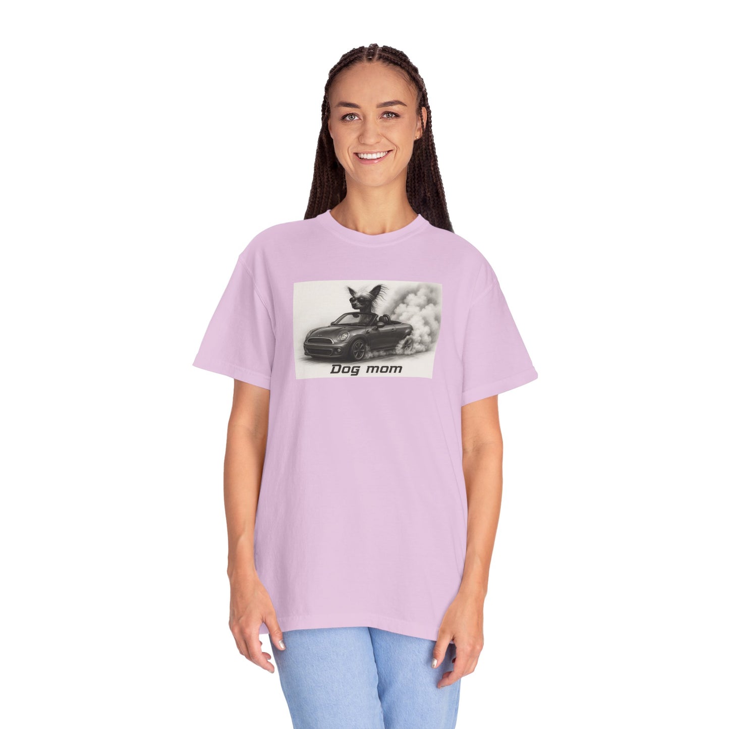 Dog Mom - Chinese Crested- “Cool Dogs in Cool Cars” T-Shirt Collection