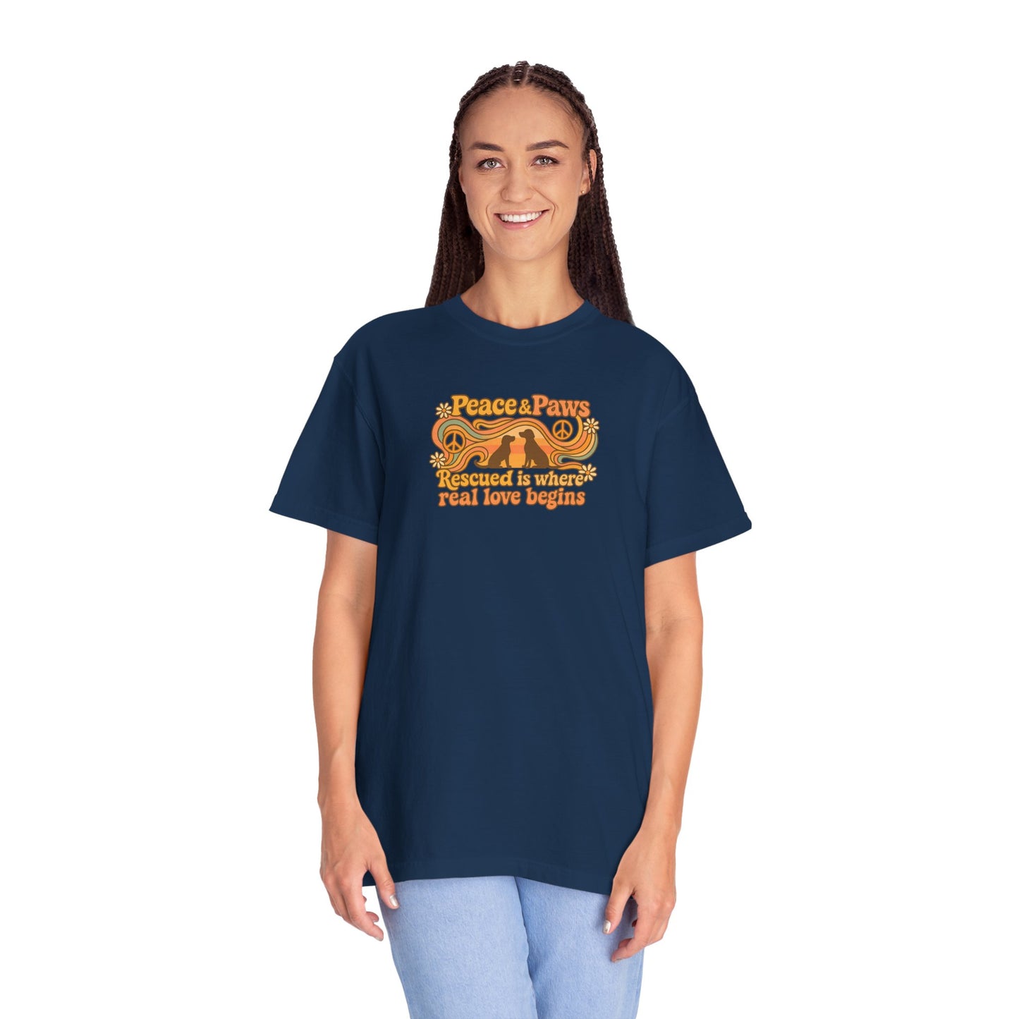 Peace & Paws T-Shirt, Vintage Style Tee