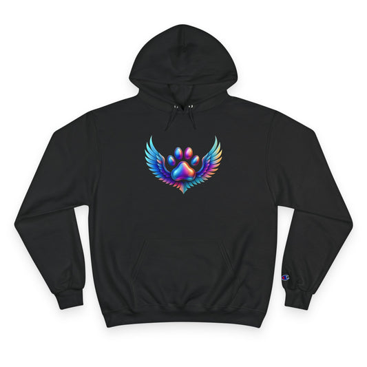 Colorful Paw Print Champion Hoodie, Pet Lover Gift, Animal Rescue Support, Cozy Casual Sweatshirt, Unique Animal Design