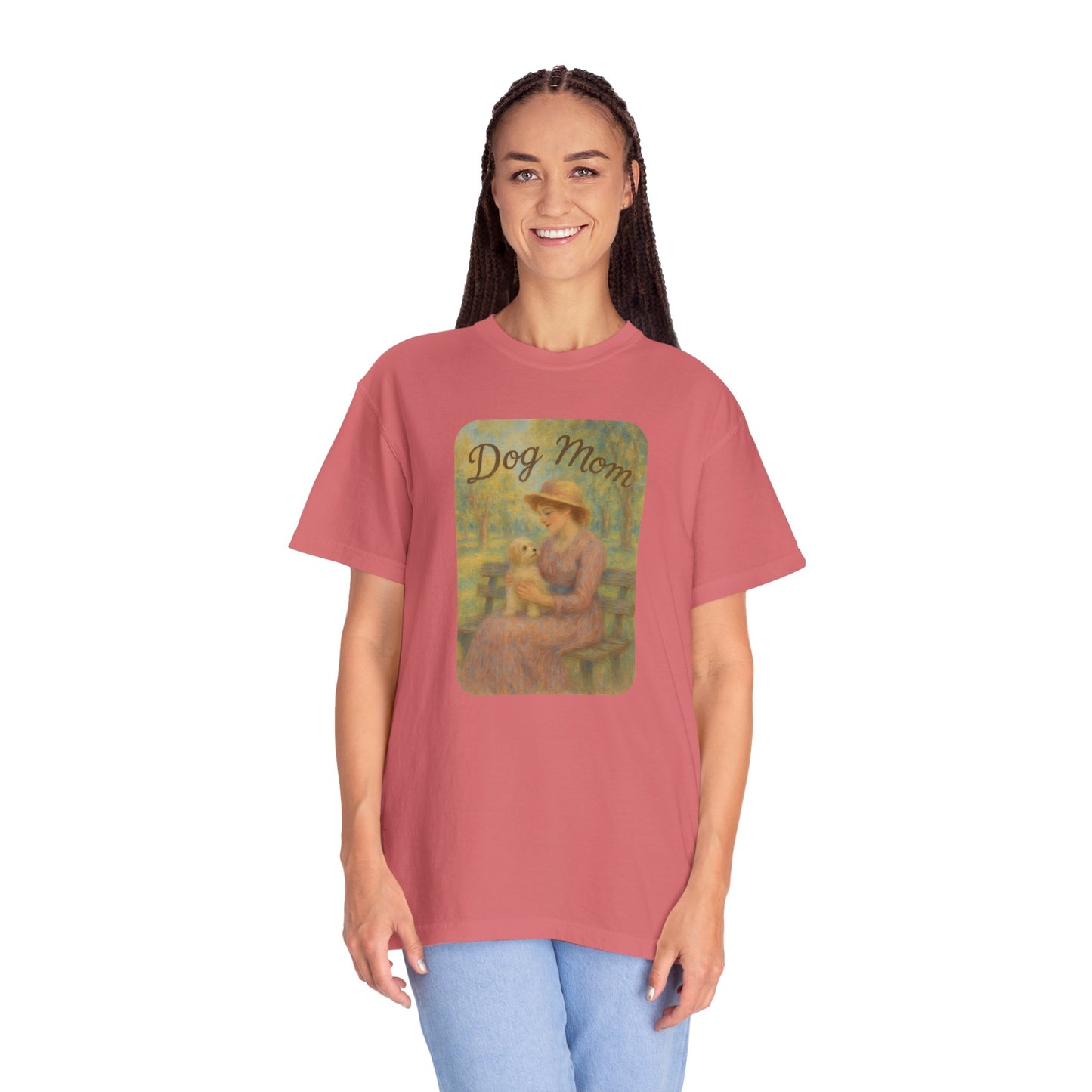Dog Mom Garment-Dyed T-Shirt - Perfect Gift for Pet Lovers, Casual Wear, Dog Owners, Mother's Day, Dog-Themed Apparel