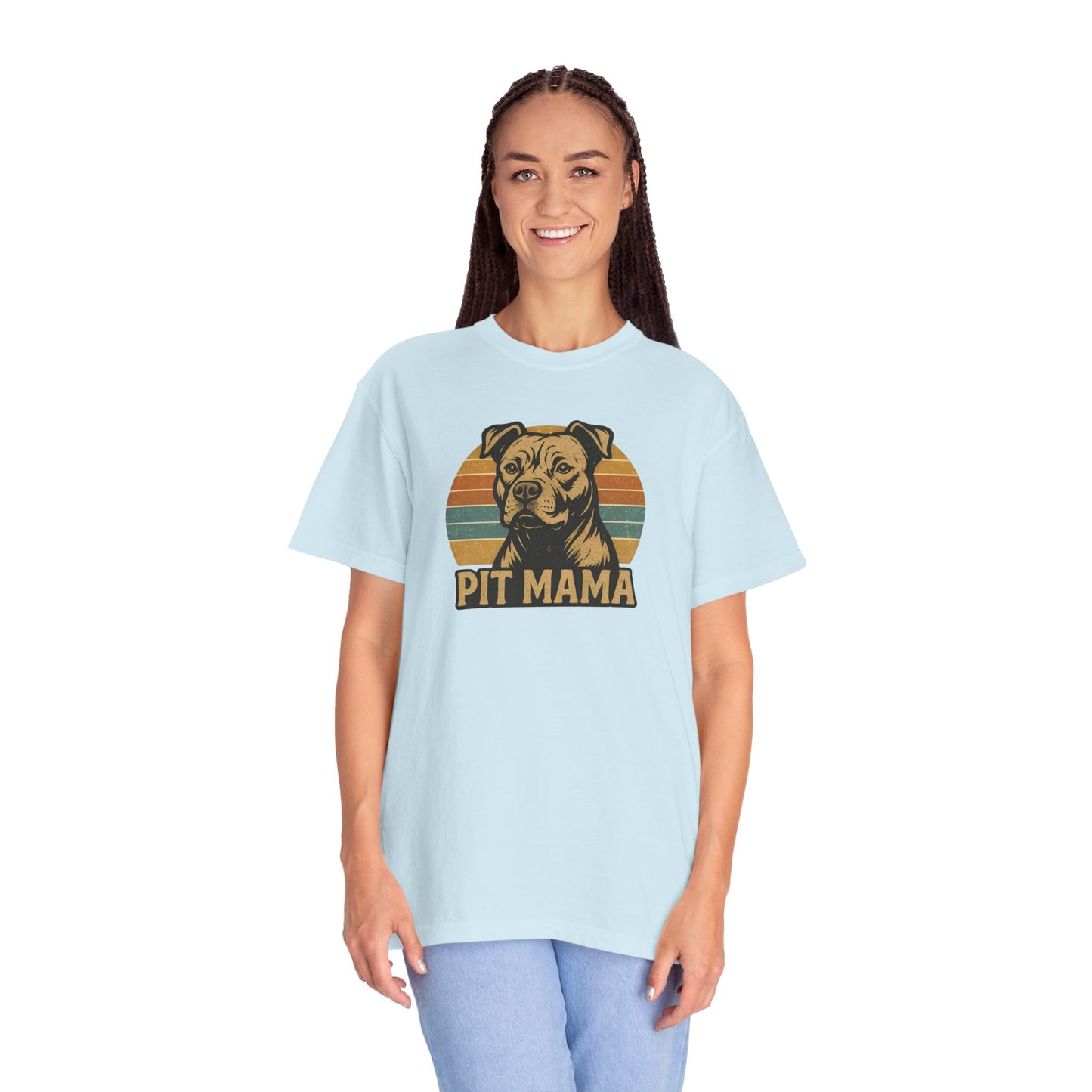 Retro Pit Mama T-Shirt | Garment-Dyed Tee for Dog Lovers | Perfect for Casual Wear, Gifts, Birthdays, Pet Celebrations, Dog Adoption Events
