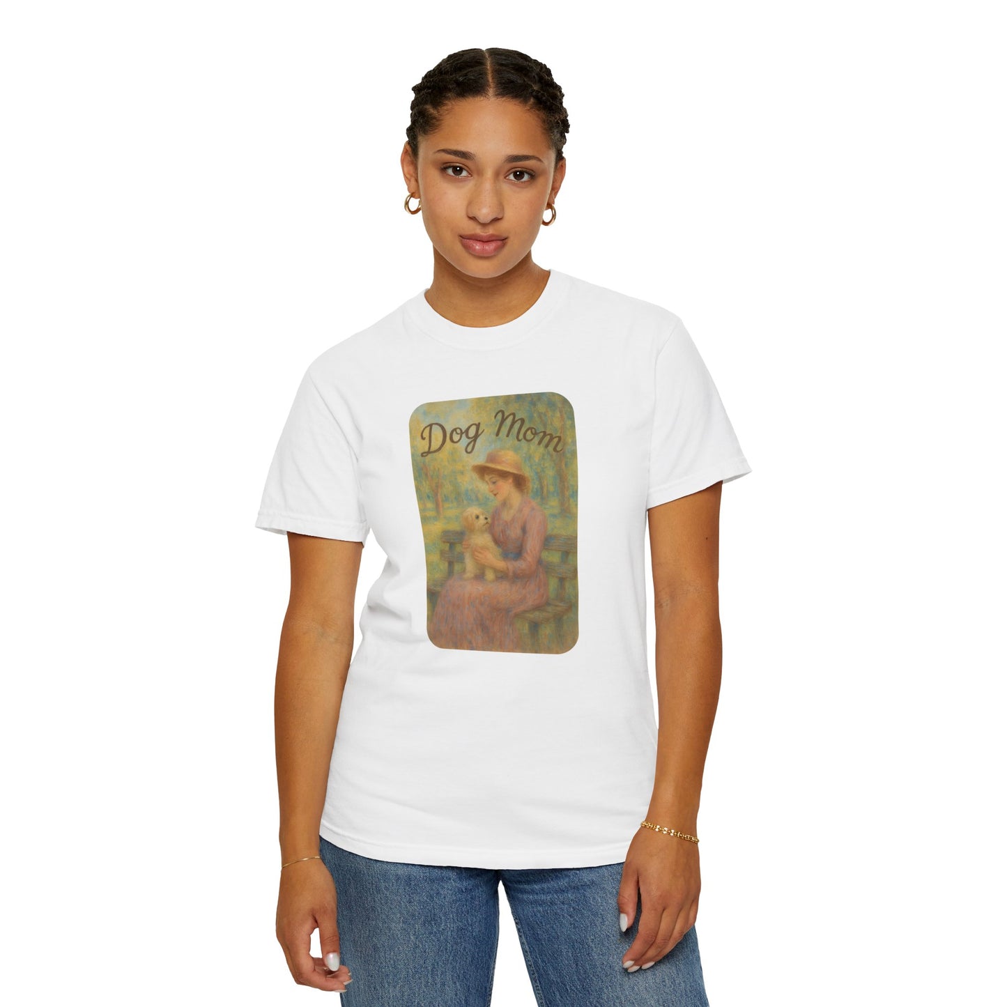 Dog Mom Garment-Dyed T-Shirt - Perfect Gift for Pet Lovers, Casual Wear, Dog Owners, Mother's Day, Dog-Themed Apparel