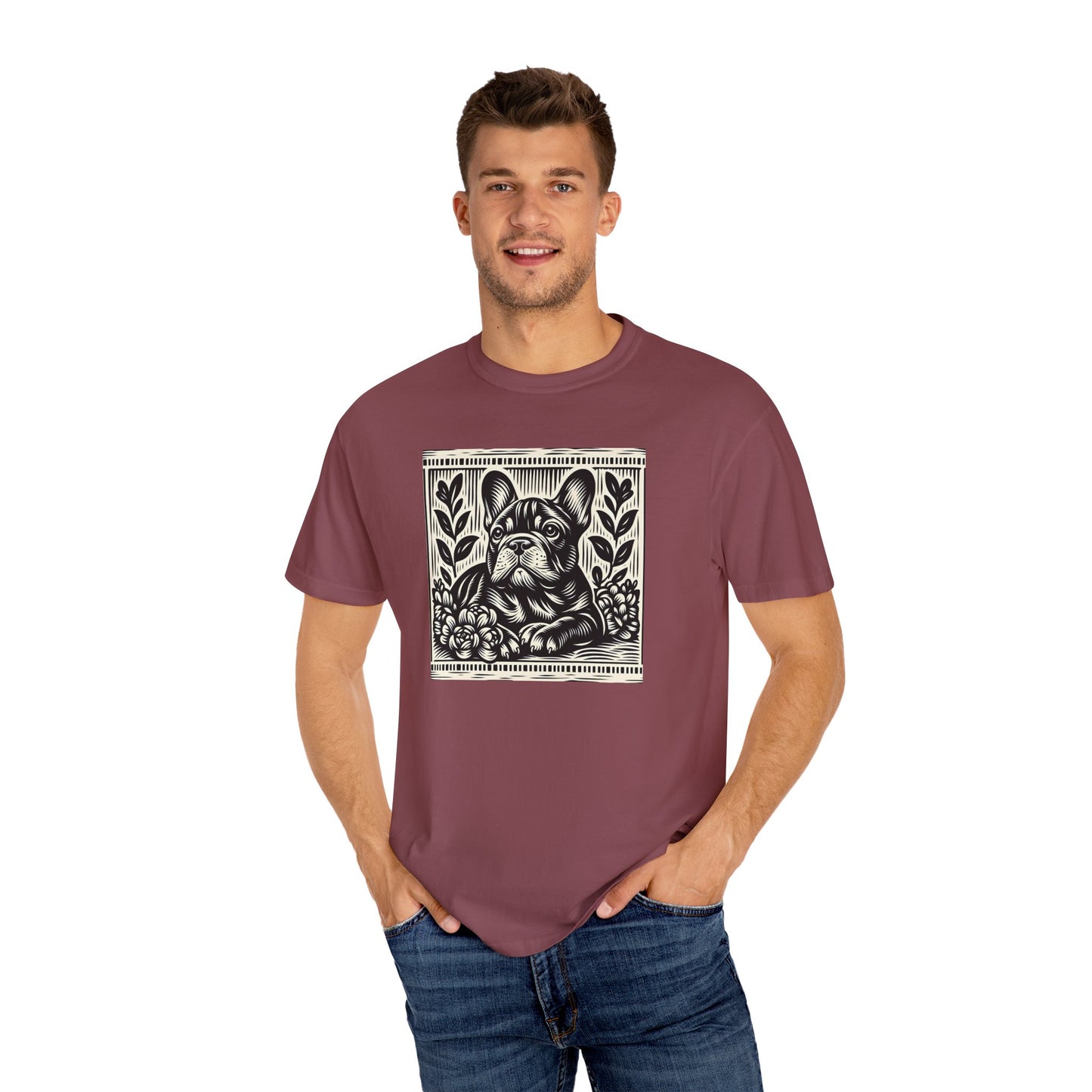 French Bulldog Vintage Graphic T-Shirt - Unisex Garment-Dyed Tee