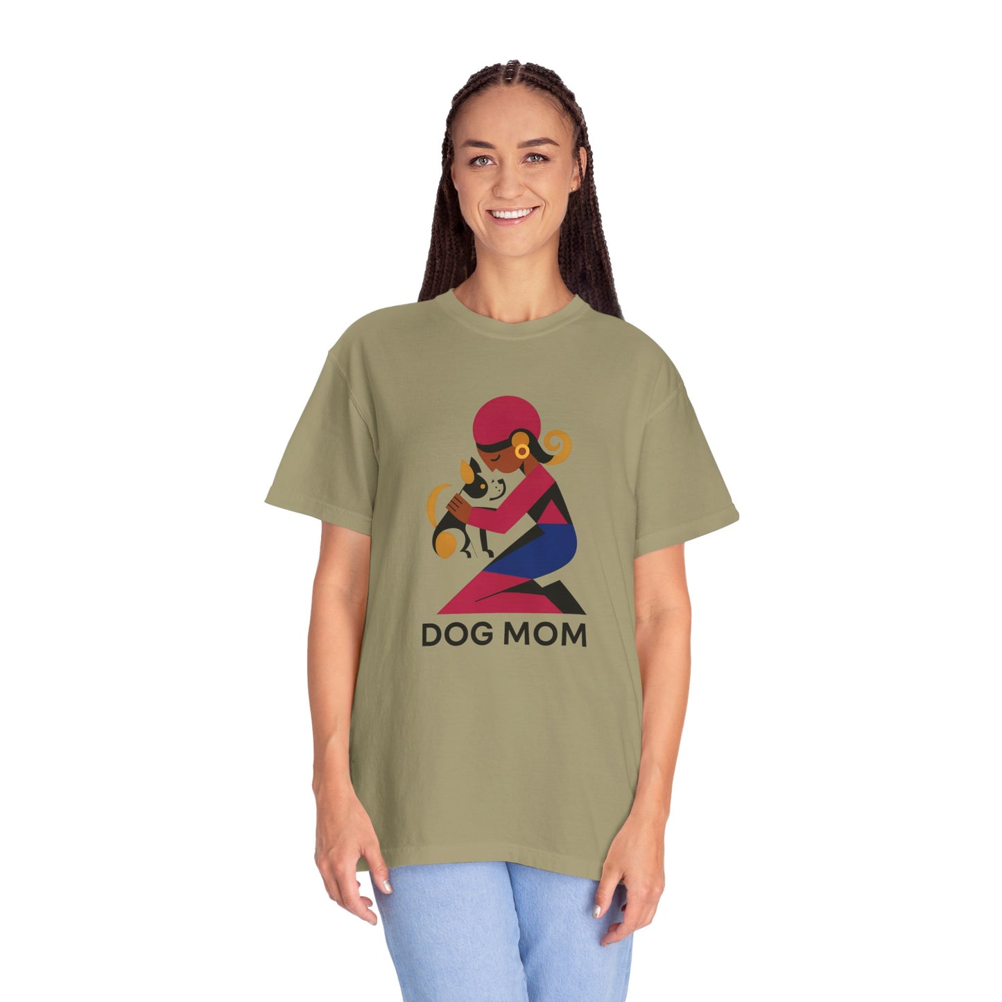 Dog Mom Garment-Dyed T-Shirt, Gift for Dog Lovers, Casual Wear, Pet Owner Apparel, Mother's Day Gift, Animal Lover Tee