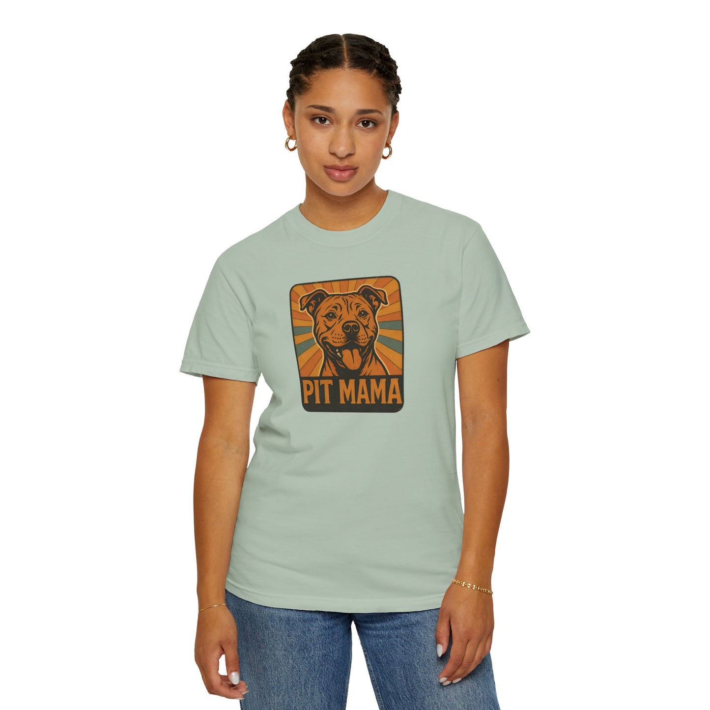 Pit Mama Unisex Garment-Dyed T-Shirt, Dog Lover Gift, Animal Rescue Tee, Pitbull Mom Shirt, Casual Wear, Pet Mom Apparel