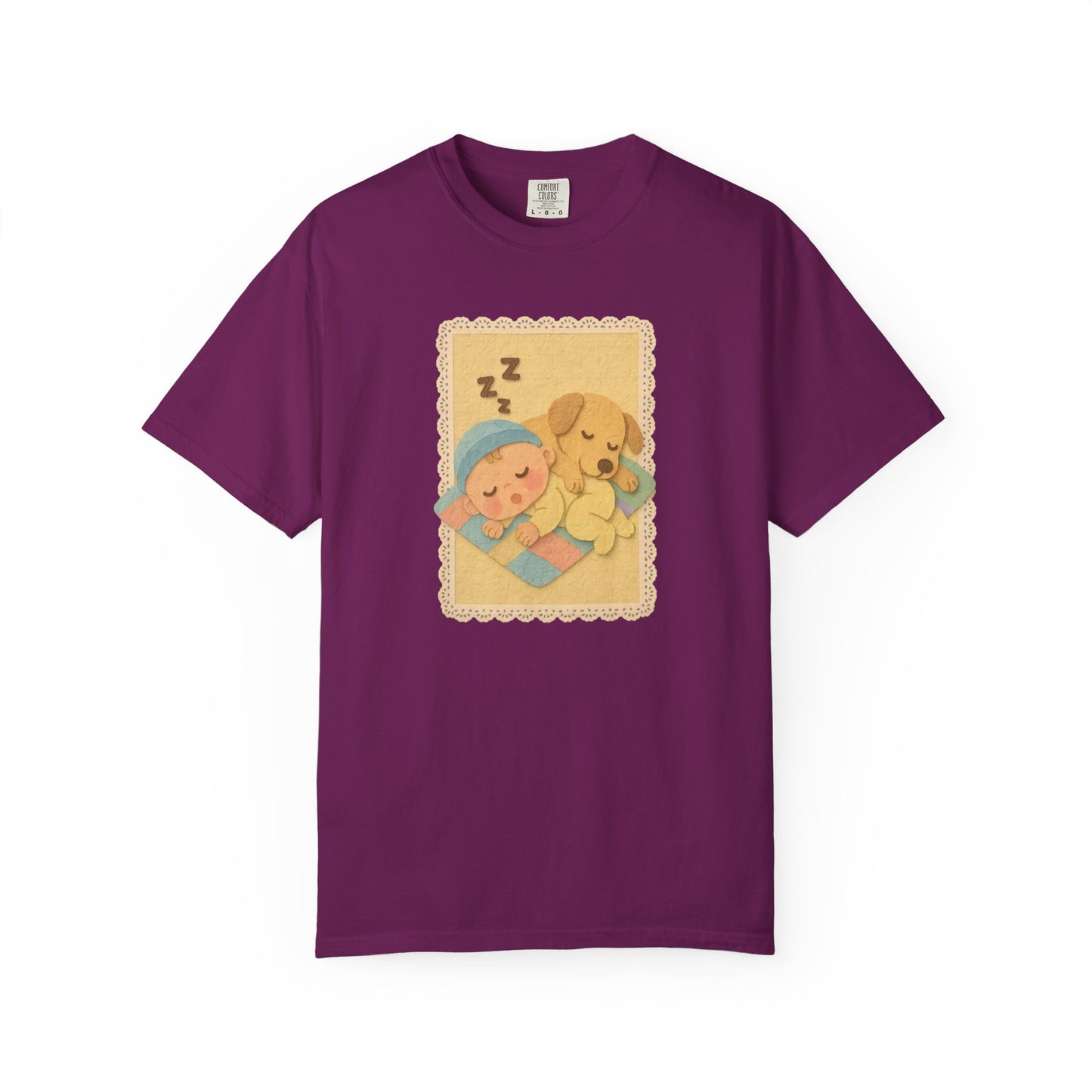 Cute Dreamy T-Shirt, Cartoon Sleepy Baby and Puppy Design, Cozy Gift for Kids, Fun Sleepwear, Nursery Decor, Pet Lover Gift