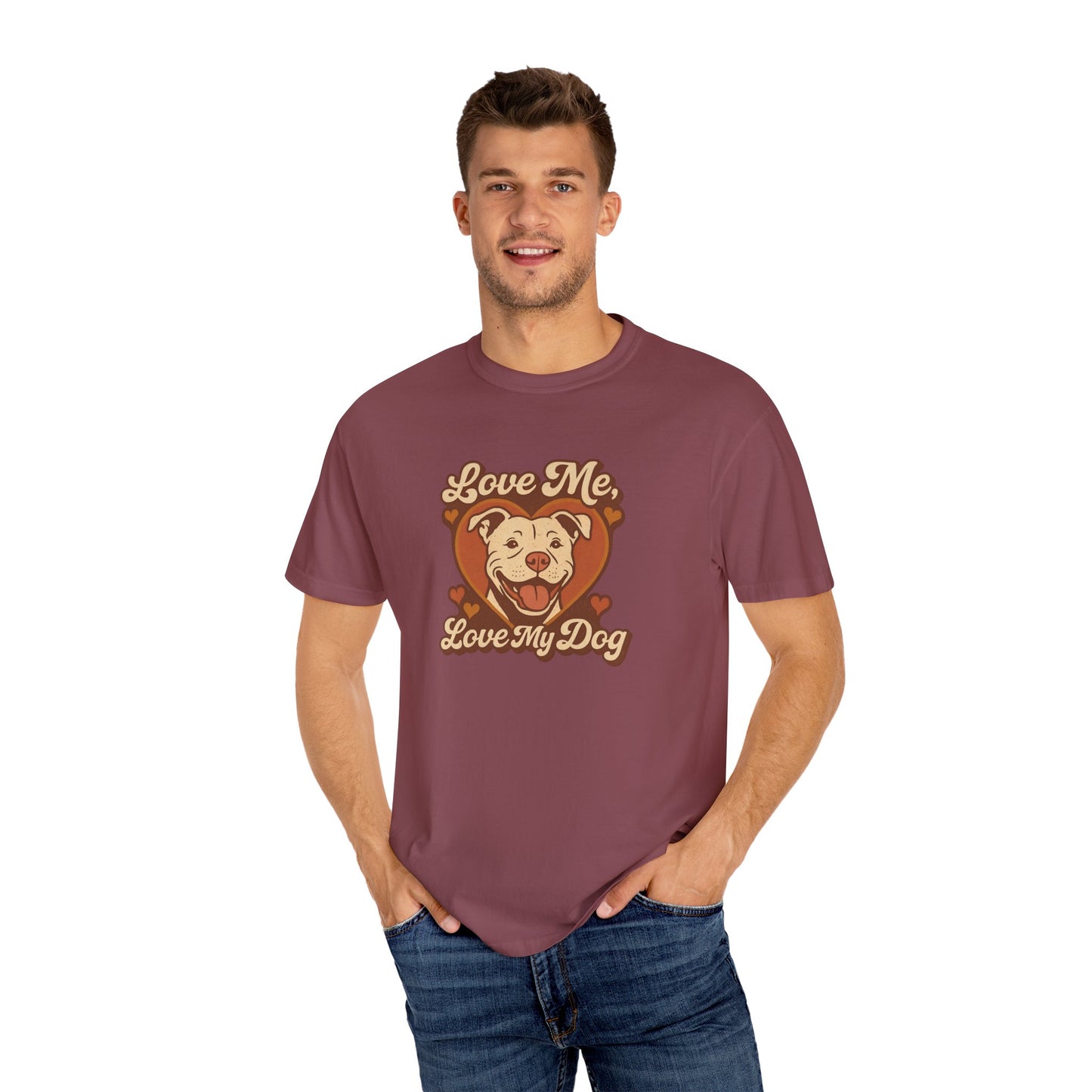 Love My Dog Unisex Garment-Dyed T-Shirt, Dog Lover Gift, Animal Rescue T-Shirt, Pet Appreciation Shirt, Animal Lover Apparel