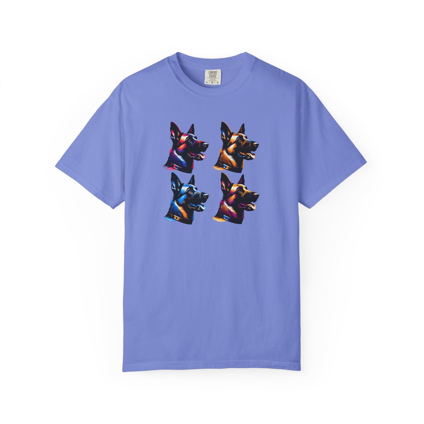 Colorful Belgium Malinois Portrait Unisex Garment-Dyed T-Shirt