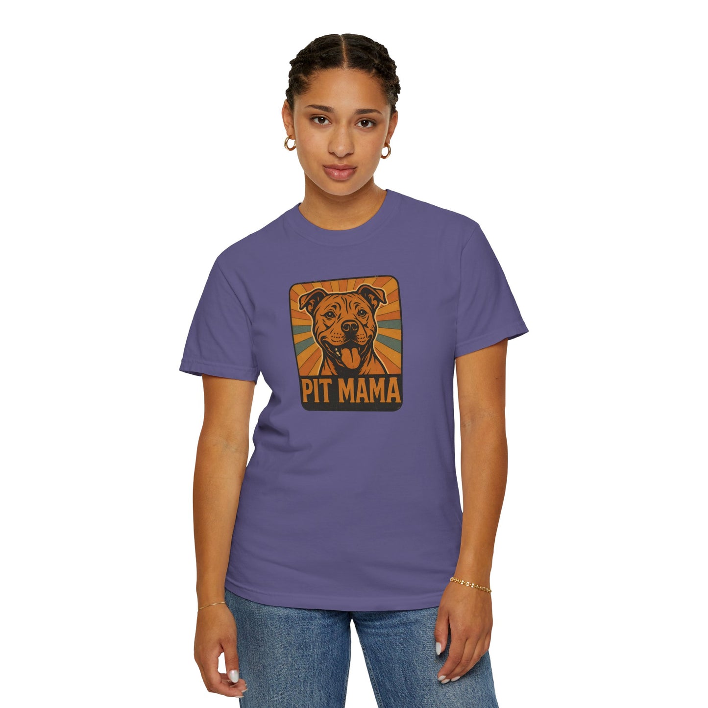 Pit Mama Unisex Garment-Dyed T-Shirt, Dog Lover Gift, Animal Rescue Tee, Pitbull Mom Shirt, Casual Wear, Pet Mom Apparel