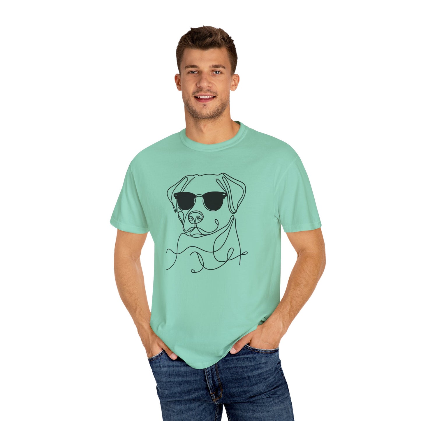 Cool Dog Line Art T-Shirt, Pet Lover Gift, Unisex Tee, Animal Lover Shirt, Casual Wear, Dog Mom Gift, Birthday Present, Dog Themed Apparel