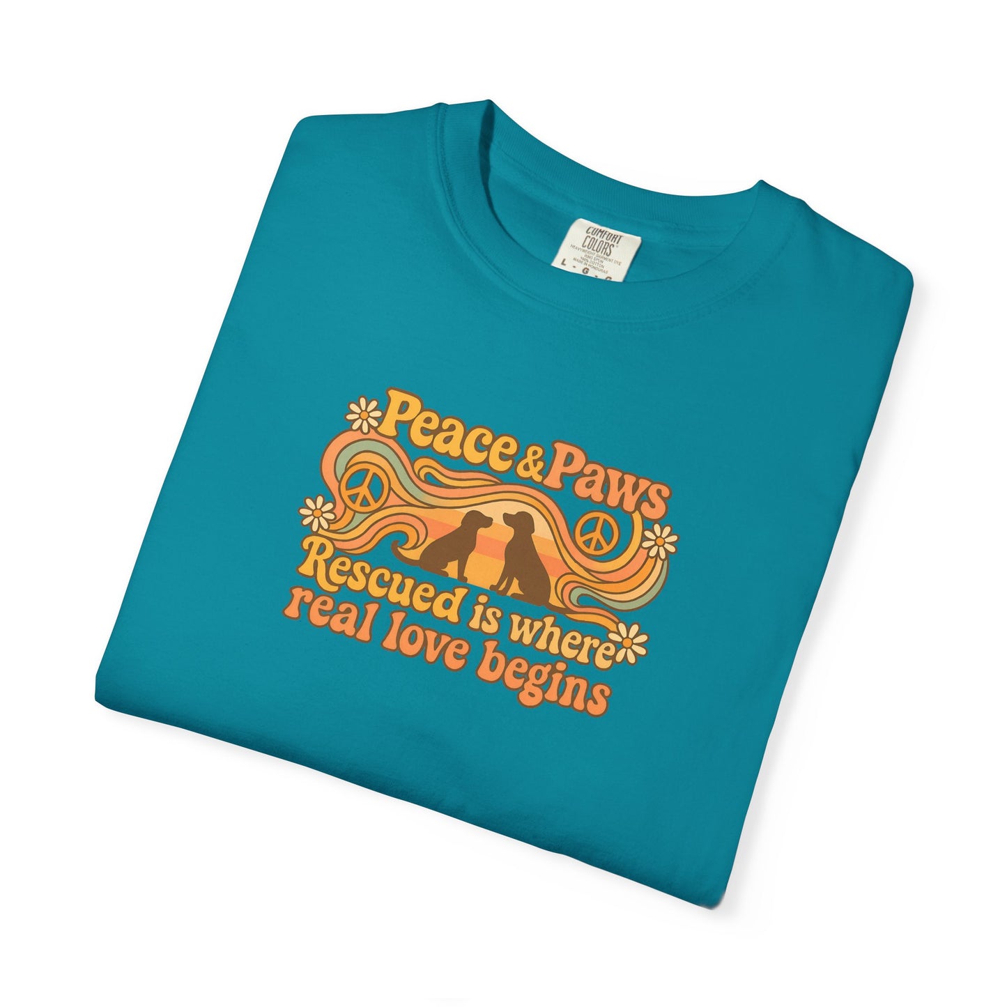 Peace & Paws T-Shirt, Perfect Gift for Couples, Vintage Style Tee, Unisex Casual Wear, Summer Fashion, Statement Shirt