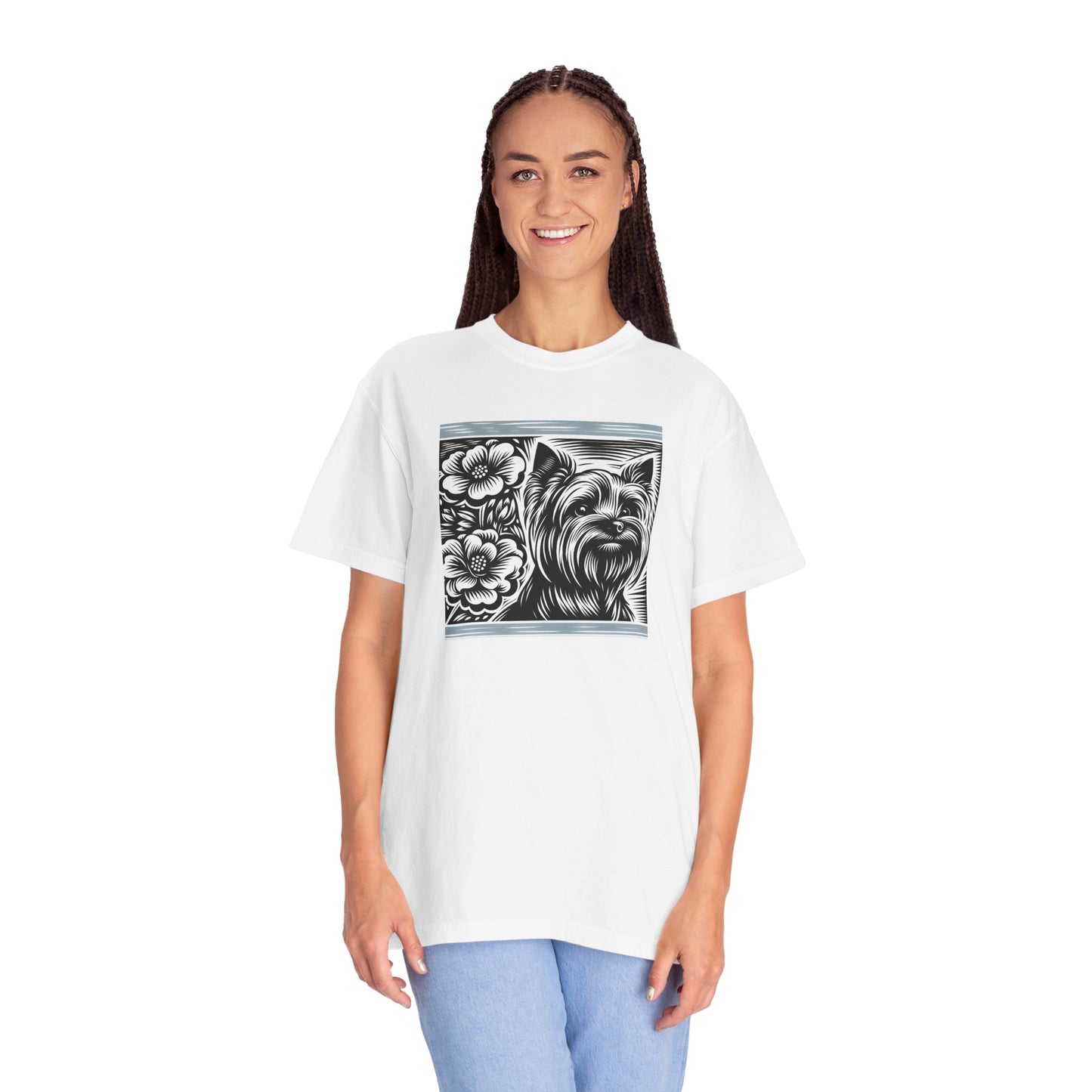 Cute Yorkie Floral T-Shirt for Dog Lovers