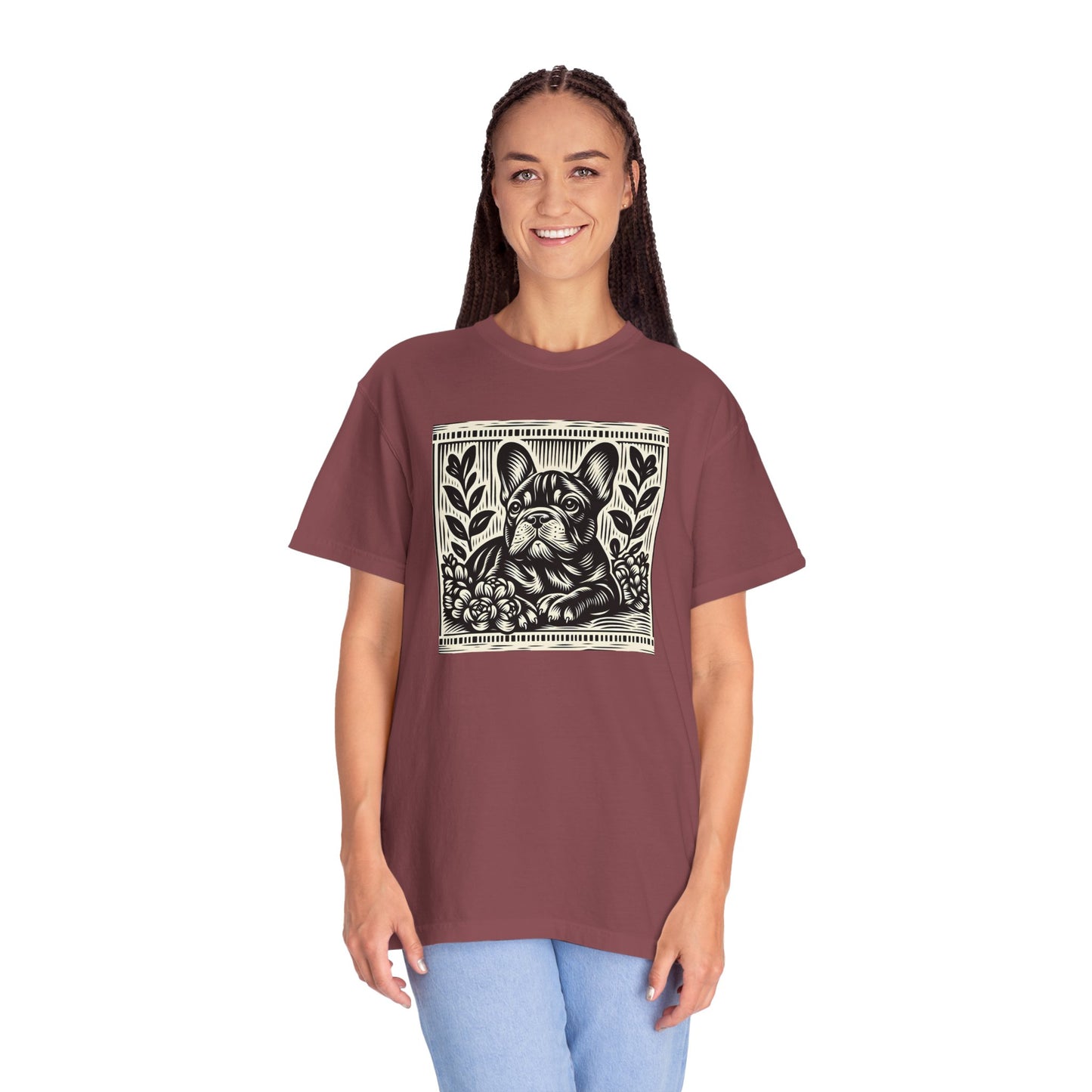 French Bulldog Vintage Graphic T-Shirt - Unisex Garment-Dyed Tee