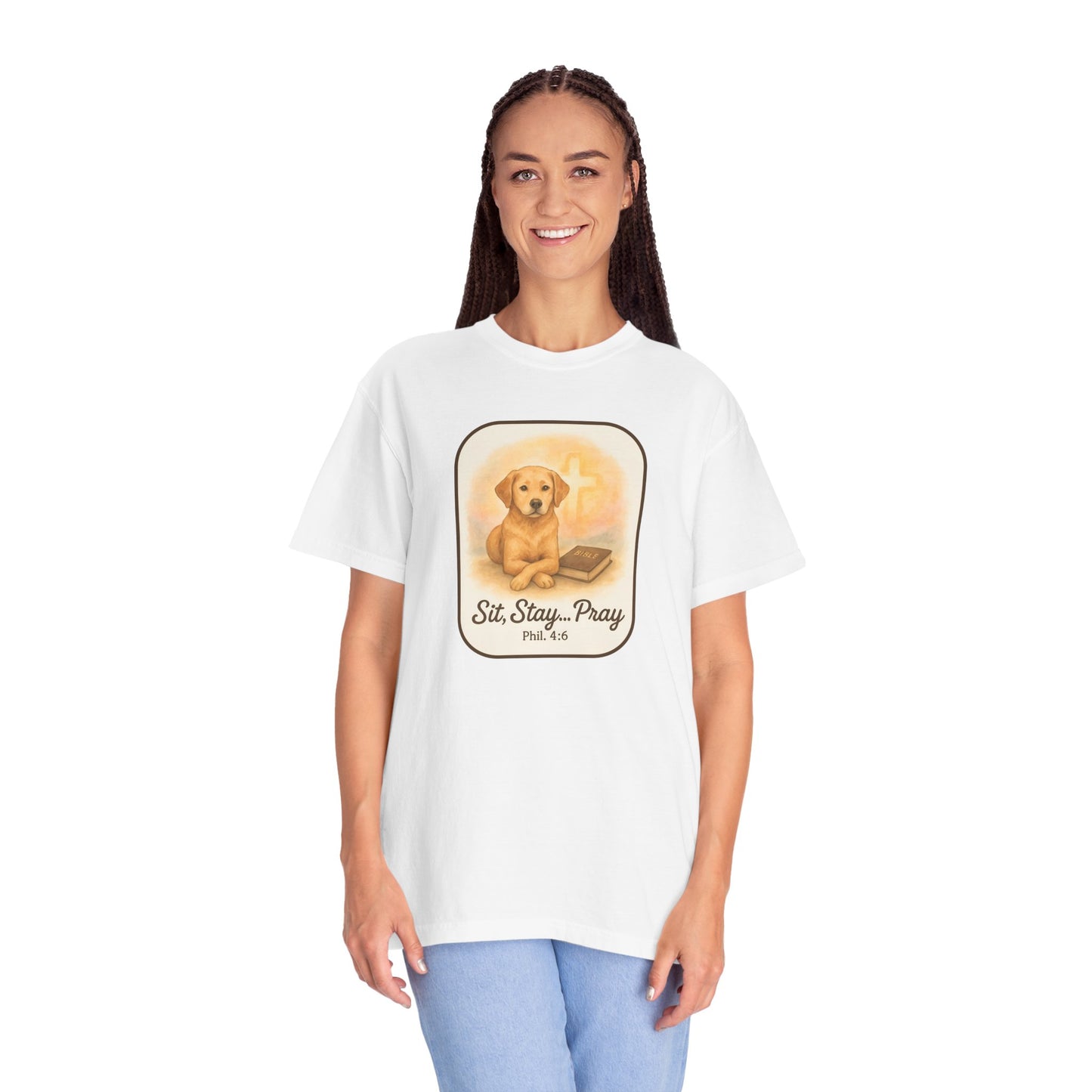 Faith-Inspired Dog Lovers T-Shirt, Unisex Tee, Gift for Pet Owners, Friendship Apparel, Casual Church Wear, Stay Pray Dog Design