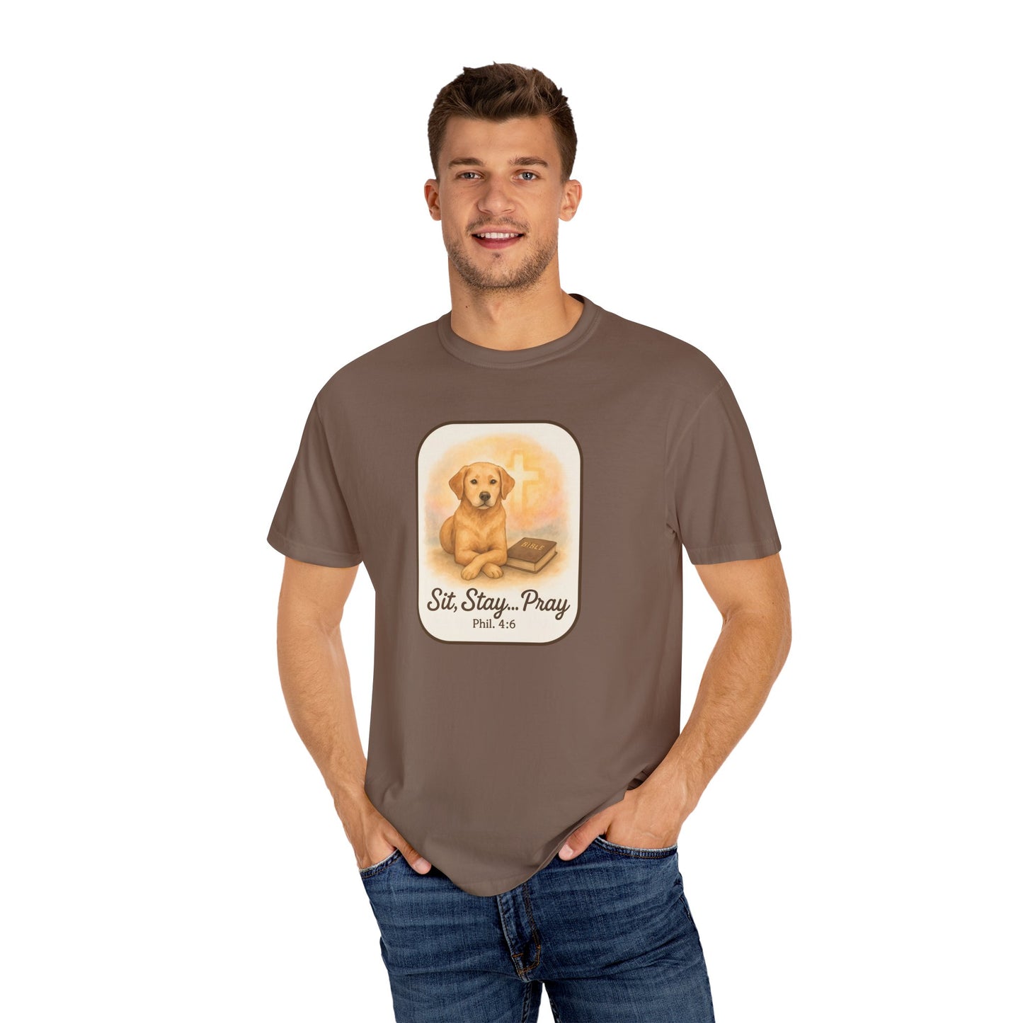 Faith-Inspired Dog Lovers T-Shirt, Unisex Tee, Gift for Pet Owners, Friendship Apparel, Casual Church Wear, Stay Pray Dog Design