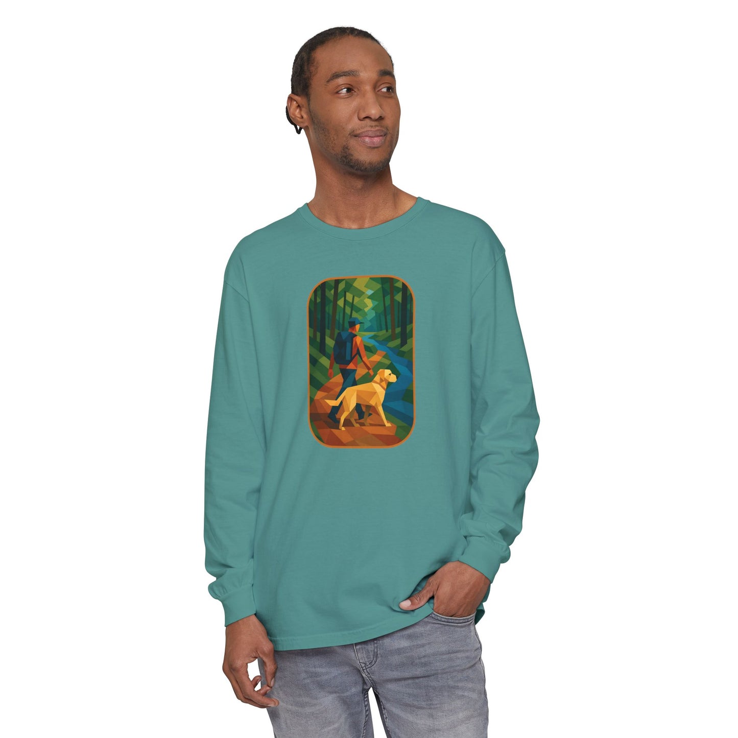 Scenic Dog Walk Design | Casual Comfort, Gift for Dog Lovers, Nature Enthusiasts, Cozy Outfit, Eco-Friendly Wear