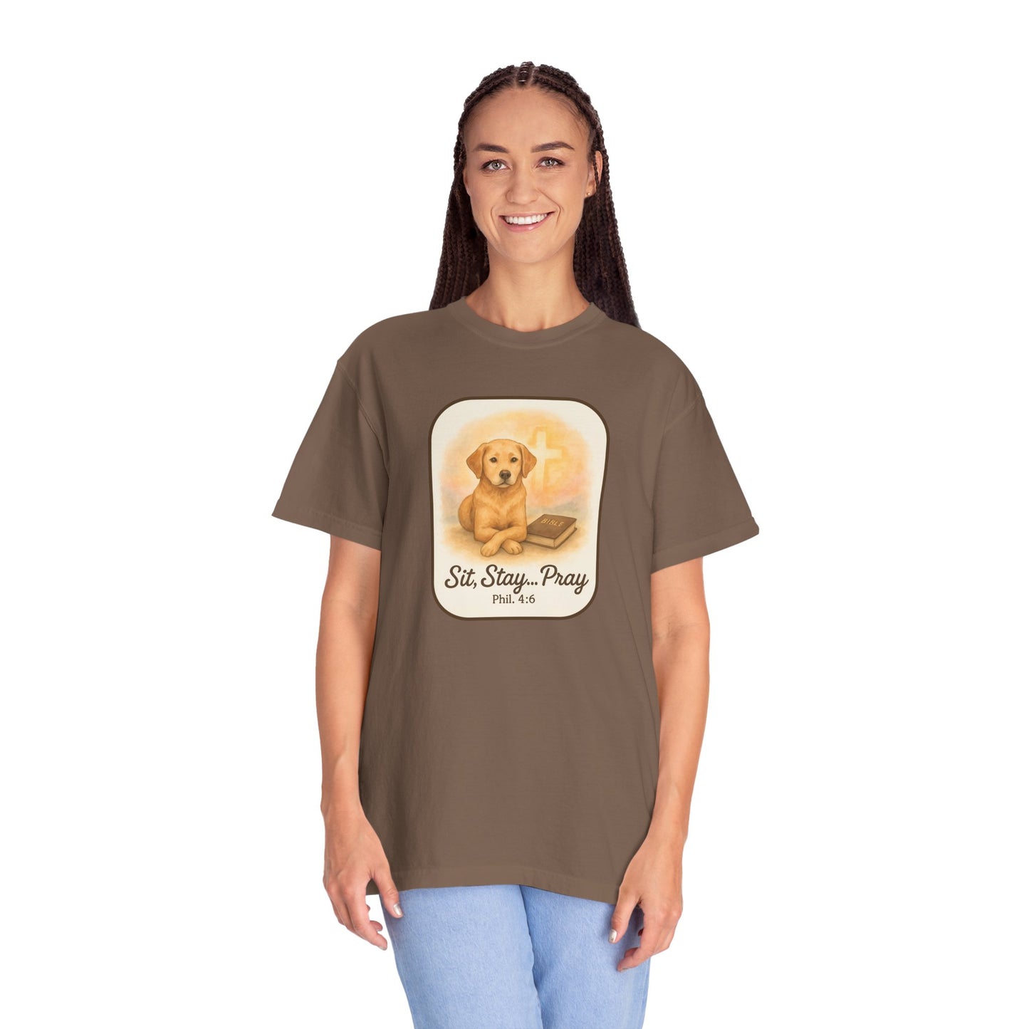 Faith-Inspired Dog Lovers T-Shirt, Unisex Tee, Gift for Pet Owners, Friendship Apparel, Casual Church Wear, Stay Pray Dog Design