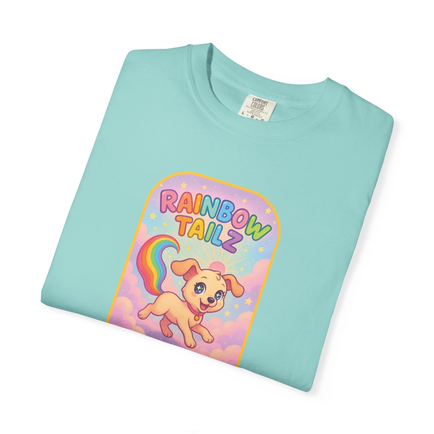 Cute Pet T-Shirt, Rainbow Tail Tee, Graphic Tee for Dog Lovers, Birthday Gift, Cozy Casual Wear, Mother's Day Gift