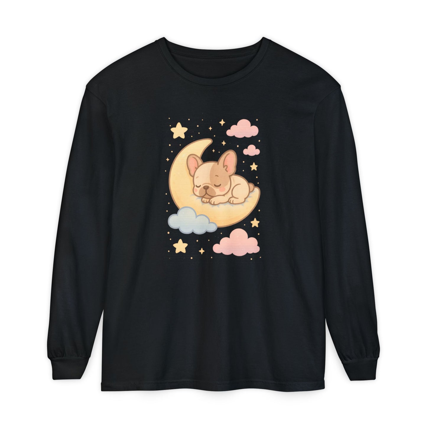 Cozy Dog-Themed Long Sleeve T-Shirt for Pet Lovers, Cute Sleepy Dog Shirt, Gift for Dog Moms, Relaxed Style Shirt, Perfect for Fall