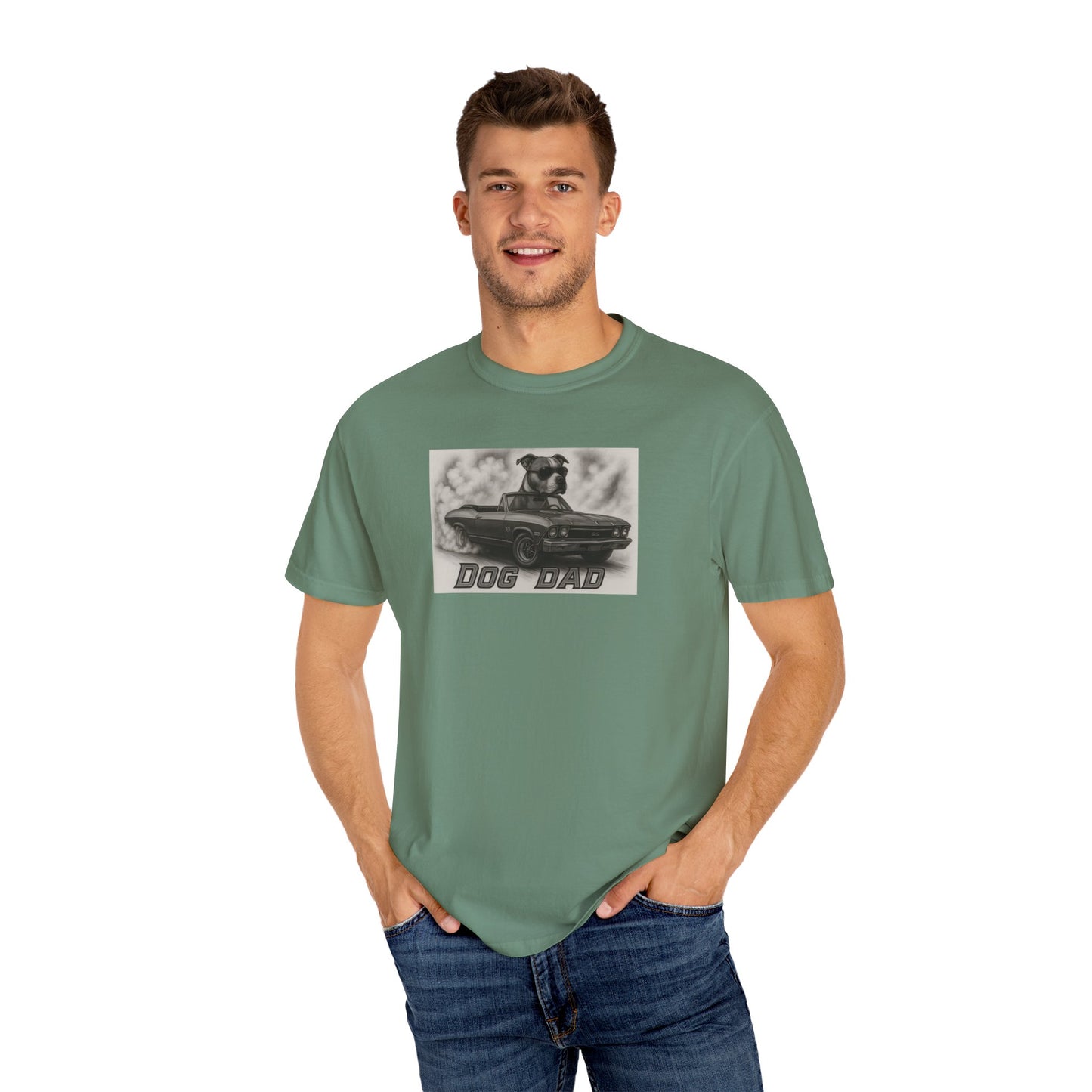 Dog Dad - American Staffordshire Terrier - Cool Dogs in Cool Cars T-Shirt Collection