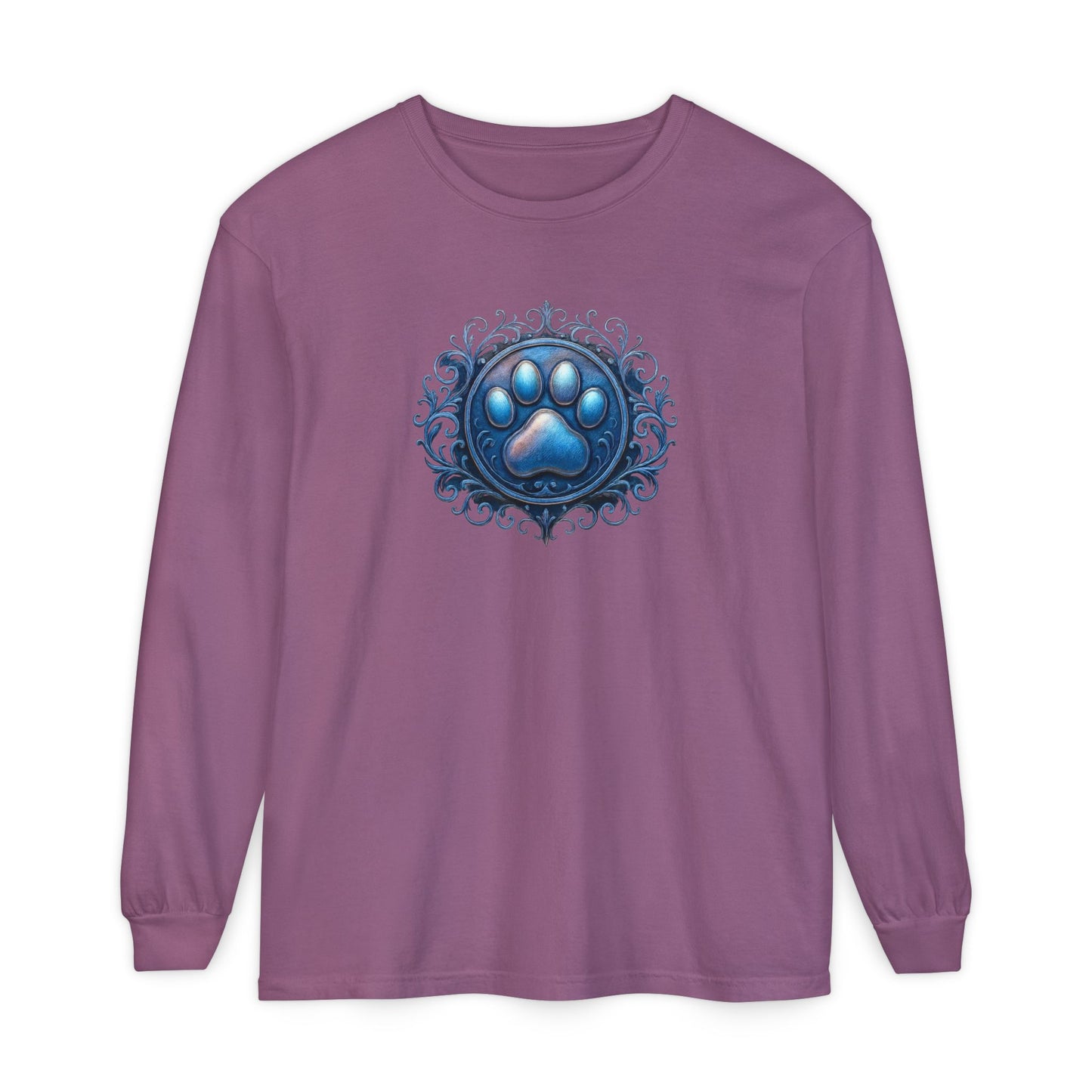 Paw Print Long Sleeve T-Shirt for Pet Lovers | Cozy Gift for Animal Enthusiasts, Casual Wear, Dog Mom Gift, Unique Pet Tee, Everyday Fashion