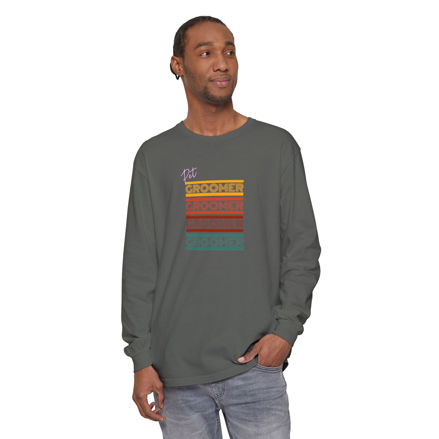 Unisex Long Sleeve T-Shirt - Retro Groomer Graphic Tee