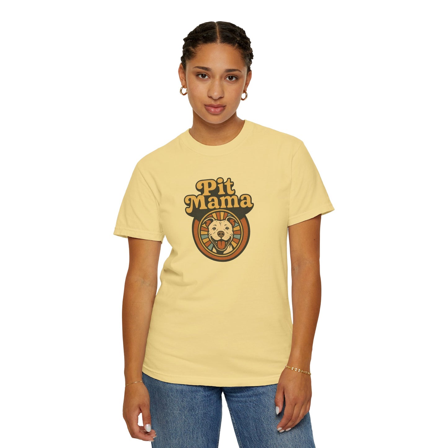 Pit Mama Unisex Garment-Dyed T-shirt | Perfect for Dog Lovers, Animal Advocates, Casual Wear, Mother's Day Gift, Pet Enthusiasts