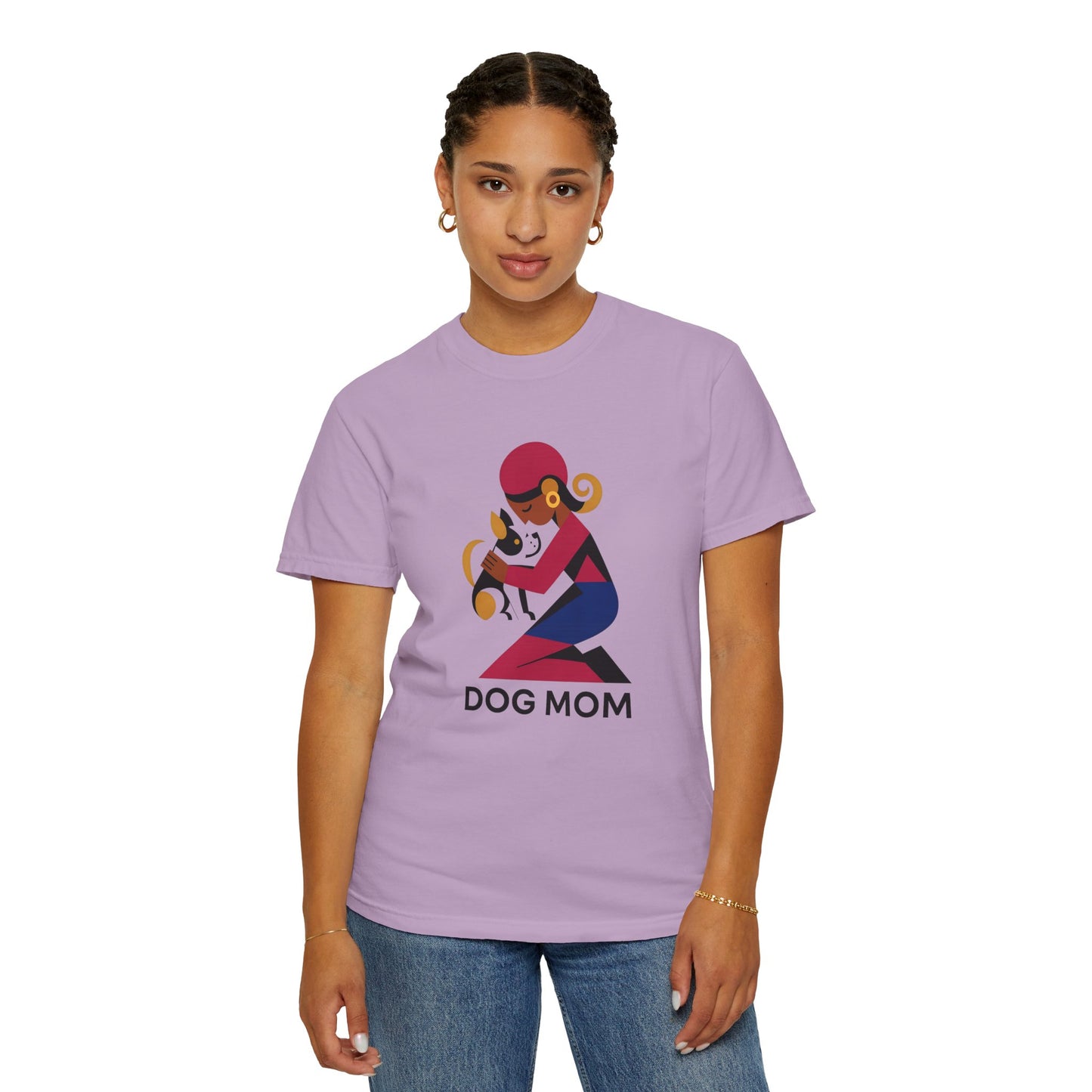 Dog Mom Garment-Dyed T-Shirt, Gift for Dog Lovers, Casual Wear, Pet Owner Apparel, Mother's Day Gift, Animal Lover Tee