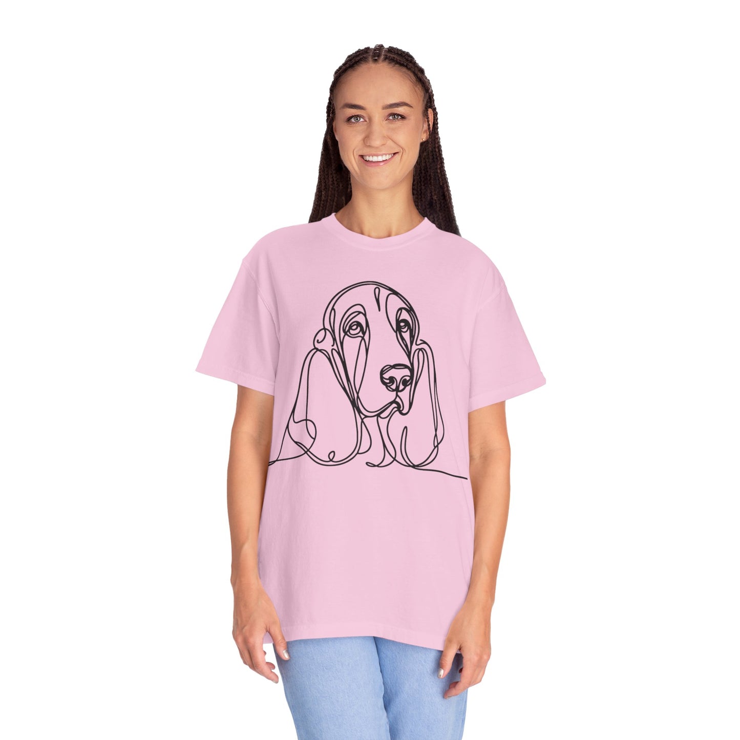 Basset Hound Line Art T-Shirt | Unisex Garment-Dyed Tee