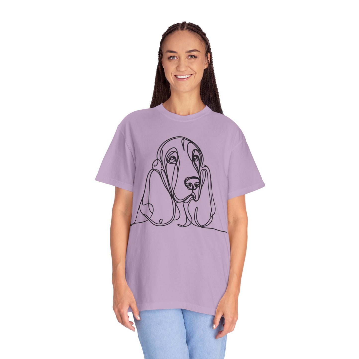 Basset Hound Line Art T-Shirt | Unisex Garment-Dyed Tee