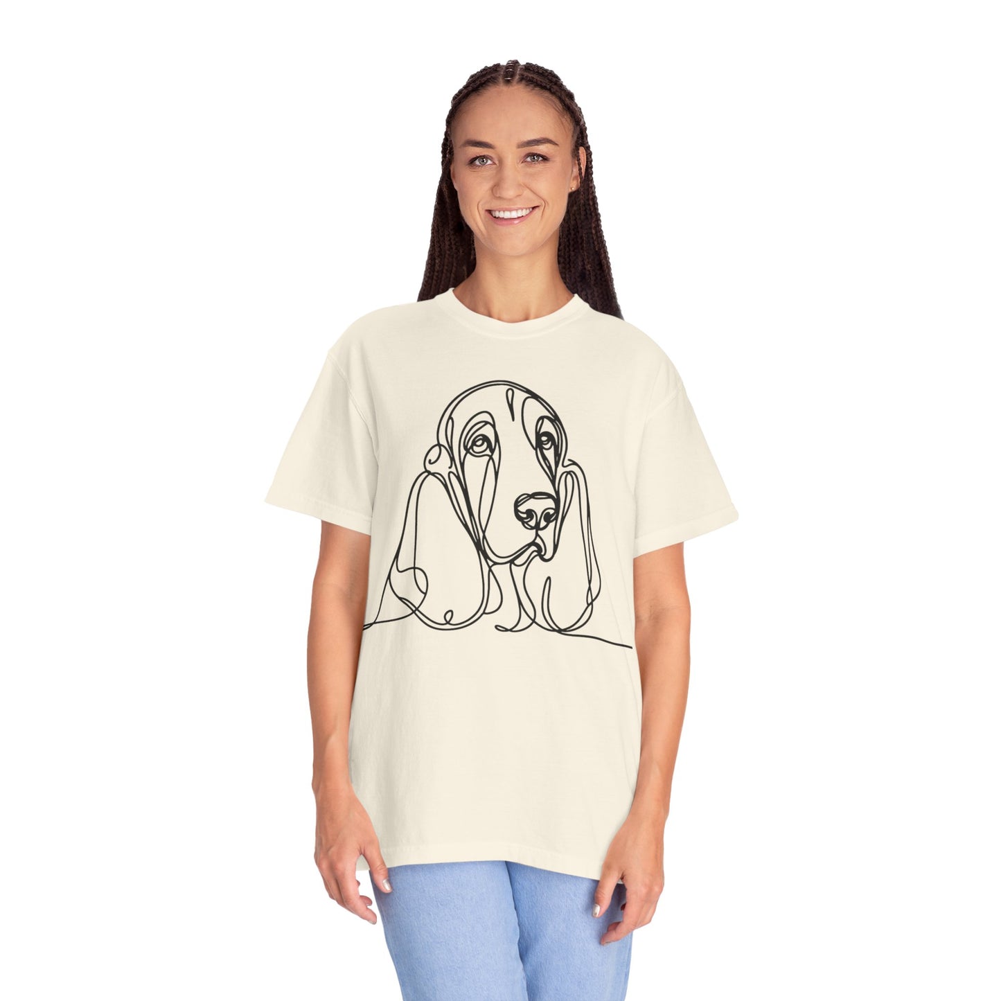Basset Hound Line Art T-Shirt | Unisex Garment-Dyed Tee