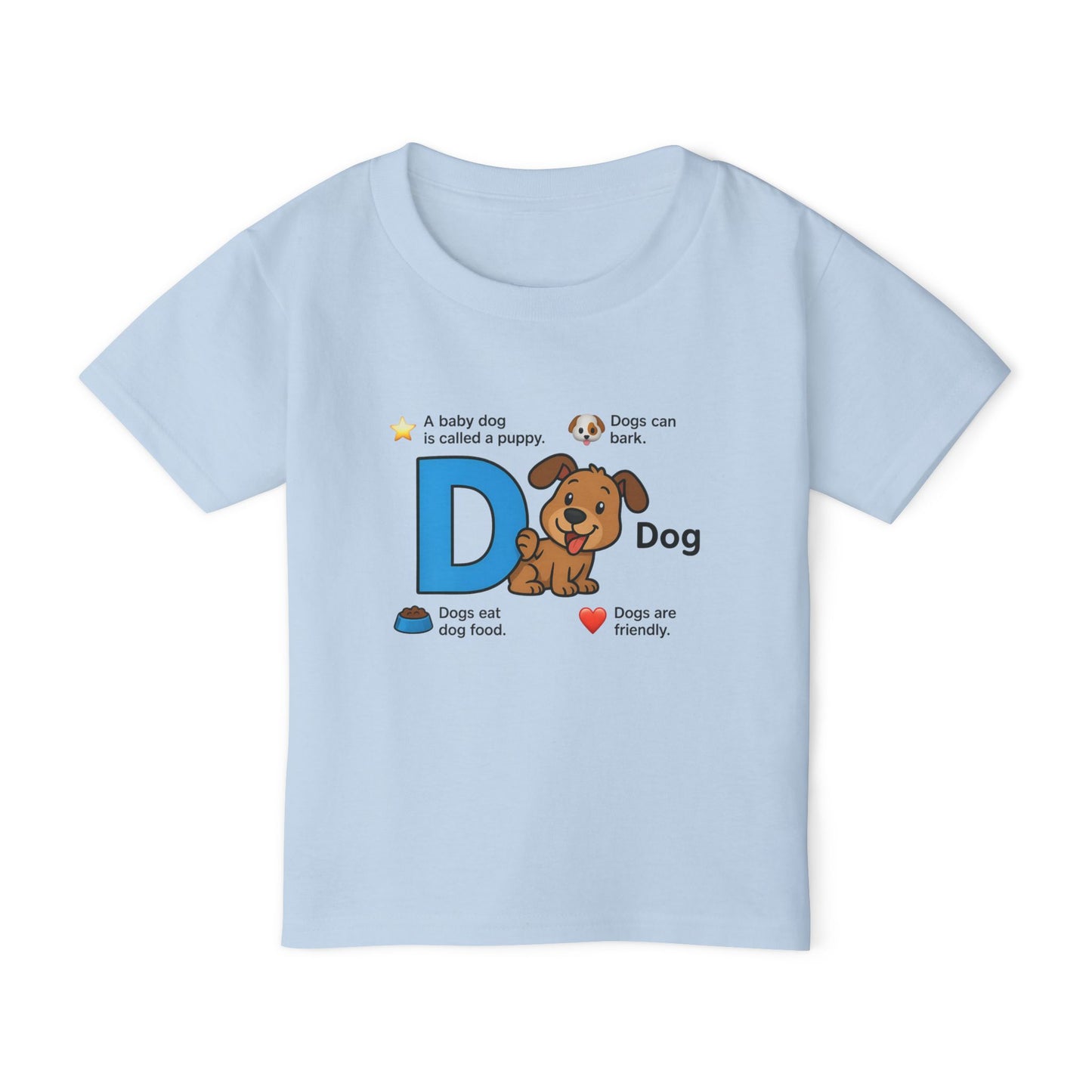 Cute Dog Alphabet Toddler T-shirt, Animal Lover Gift, Educational Tee, Dog Lover Apparel, Toddler Gift, Kids' Dog T-shirt