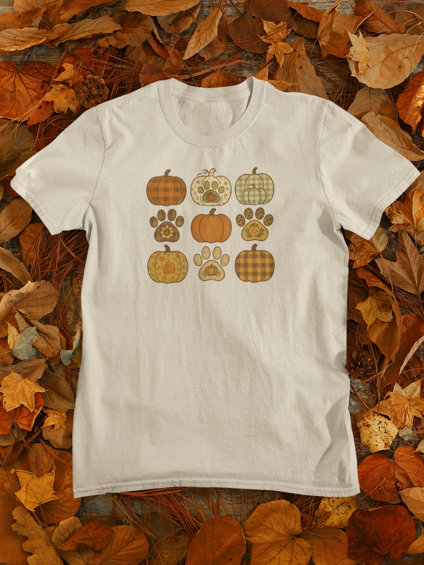 Fall Pumpkin Paw Print Unisex T-Shirt, Cozy Autumn Tee, Harvest Festivity Shirt, Pet Lover Gift, Seasonal Apparel