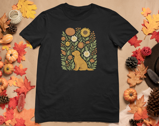Botanical Dog Art Tee | Unisex Garment-Dyed T-shirt, Pet Lover Gift, Nature Inspired Apparel, Casual Wear, Eco-Friendly Fashion