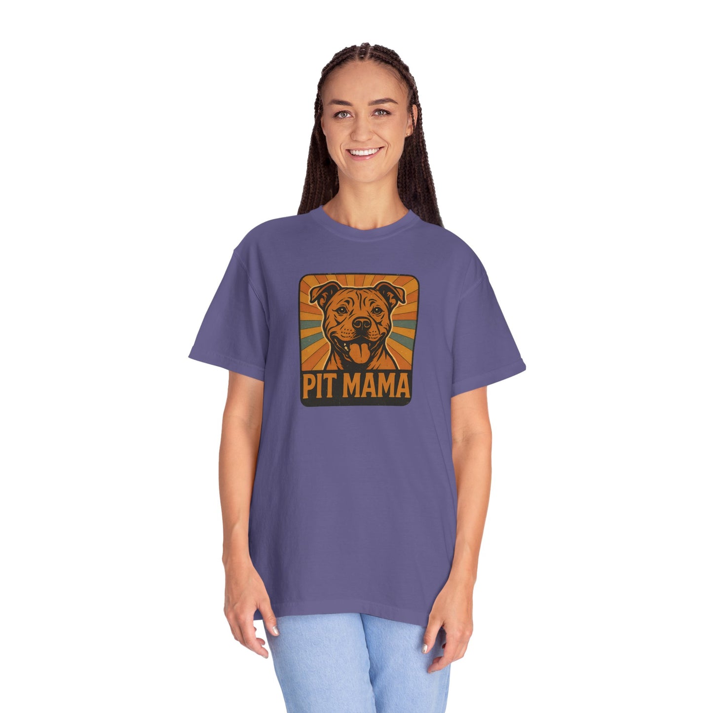 Pit Mama Unisex Garment-Dyed T-Shirt, Dog Lover Gift, Animal Rescue Tee, Pitbull Mom Shirt, Casual Wear, Pet Mom Apparel