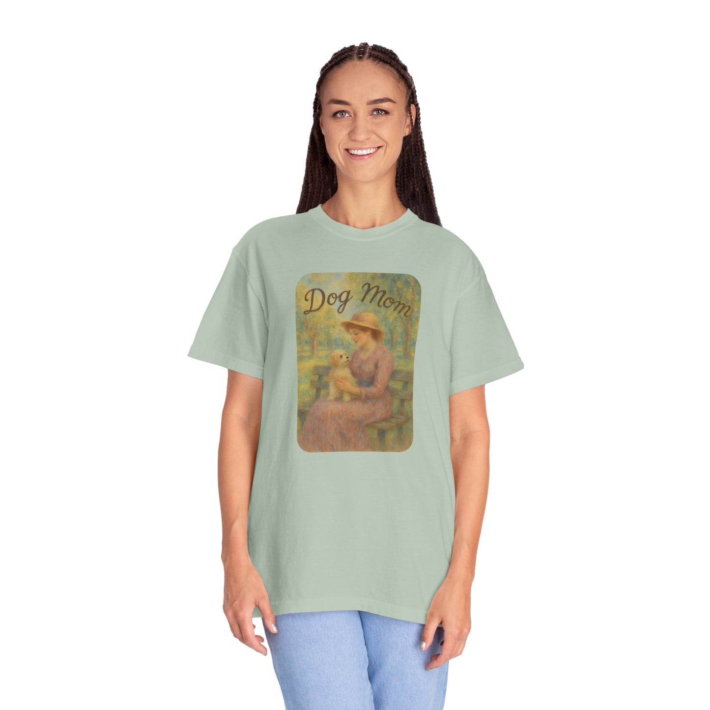 Dog Mom Garment-Dyed T-Shirt - Perfect Gift for Pet Lovers, Casual Wear, Dog Owners, Mother's Day, Dog-Themed Apparel