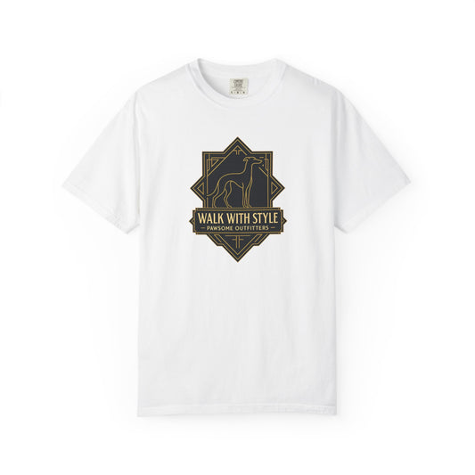 Stylish Unisex Tee - Walk with Style Graphic Shirt, Casual Wear, Gift for Dog Lovers, Relaxed Fit, Everyday Comfort