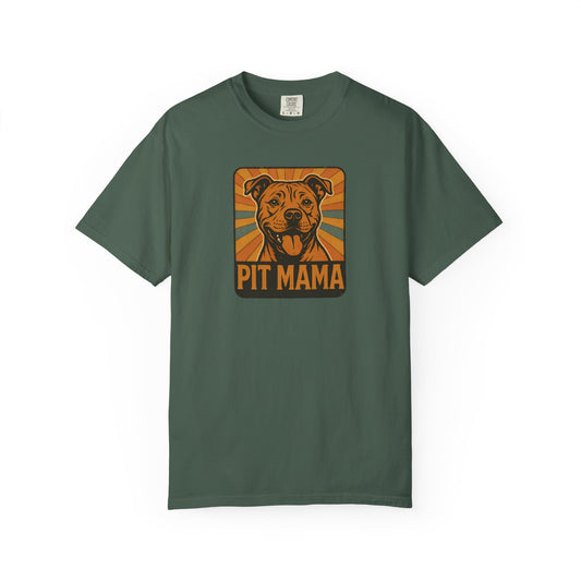 Pit Mama Unisex Garment-Dyed T-Shirt, Dog Lover Gift, Animal Rescue Tee, Pitbull Mom Shirt, Casual Wear, Pet Mom Apparel