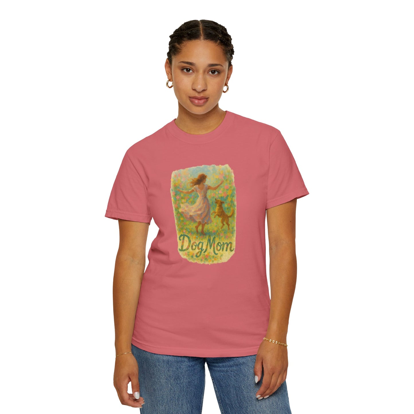 Dog Mom T-Shirt, Cute Animal Lover Tee, Gift for Pet Moms, Garment-Dyed T-Shirt, Casual Summer Shirt, Birthday Gift, Dog Lover Merchandise
