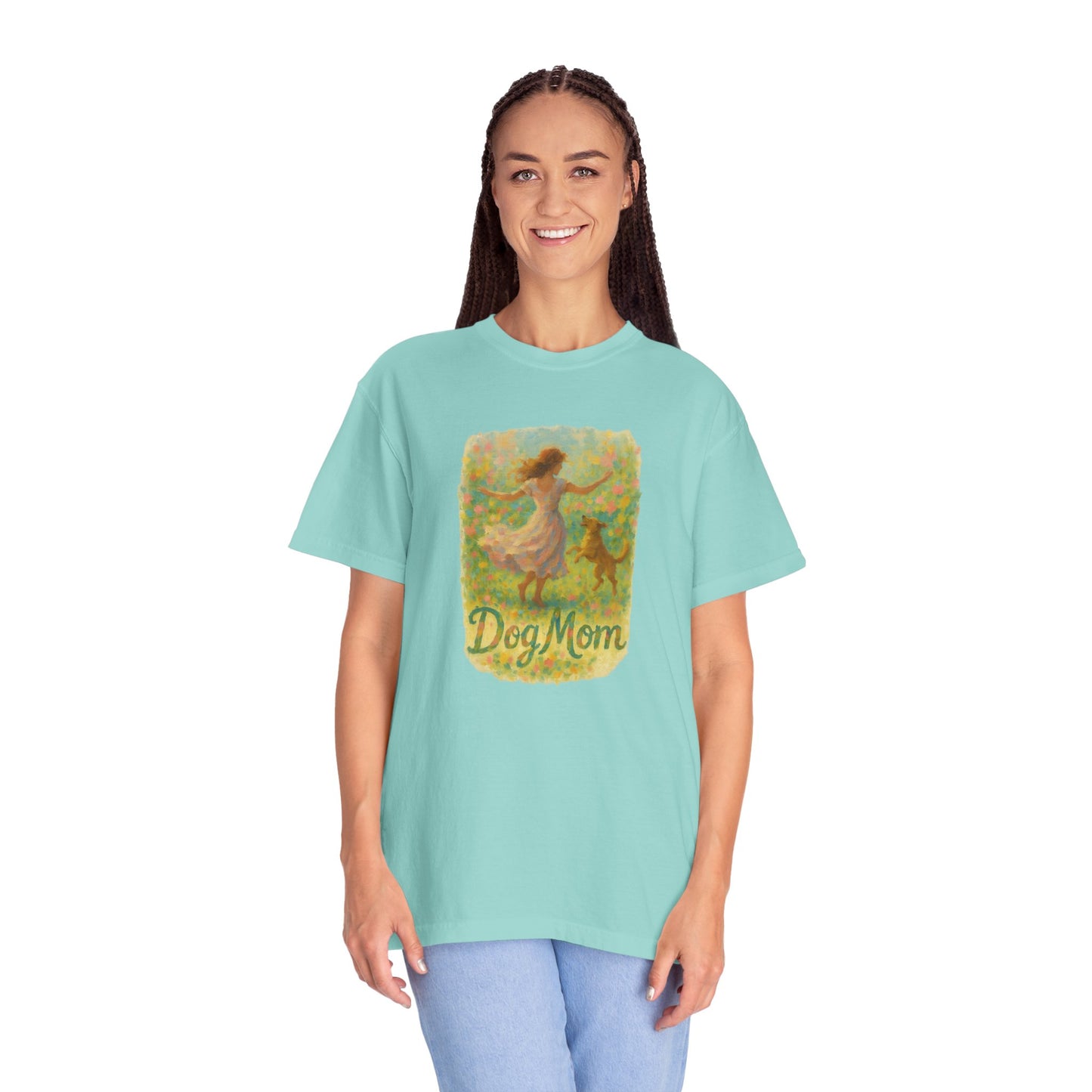 Dog Mom T-Shirt, Cute Animal Lover Tee, Gift for Pet Moms, Garment-Dyed T-Shirt, Casual Summer Shirt, Birthday Gift, Dog Lover Merchandise