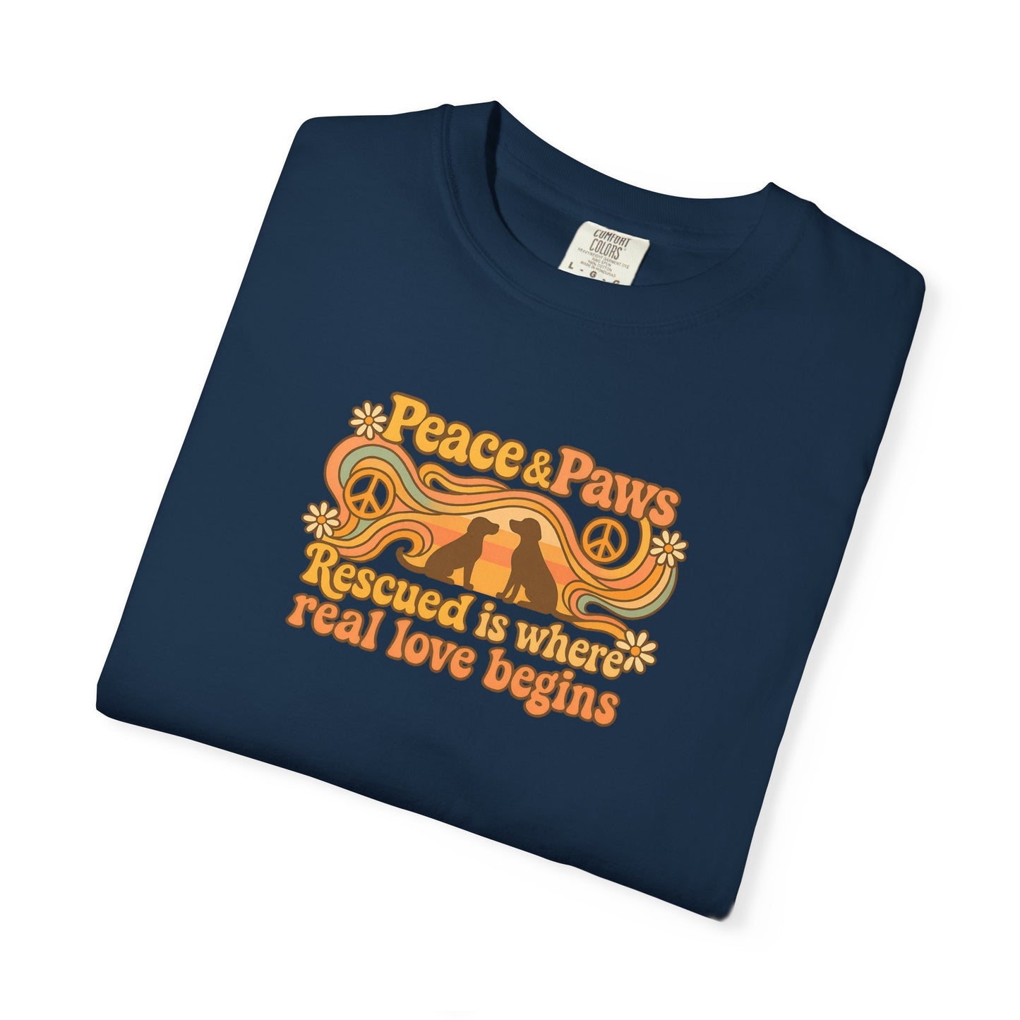 Peace & Paws T-Shirt, Perfect Gift for Couples, Vintage Style Tee, Unisex Casual Wear, Summer Fashion, Statement Shirt