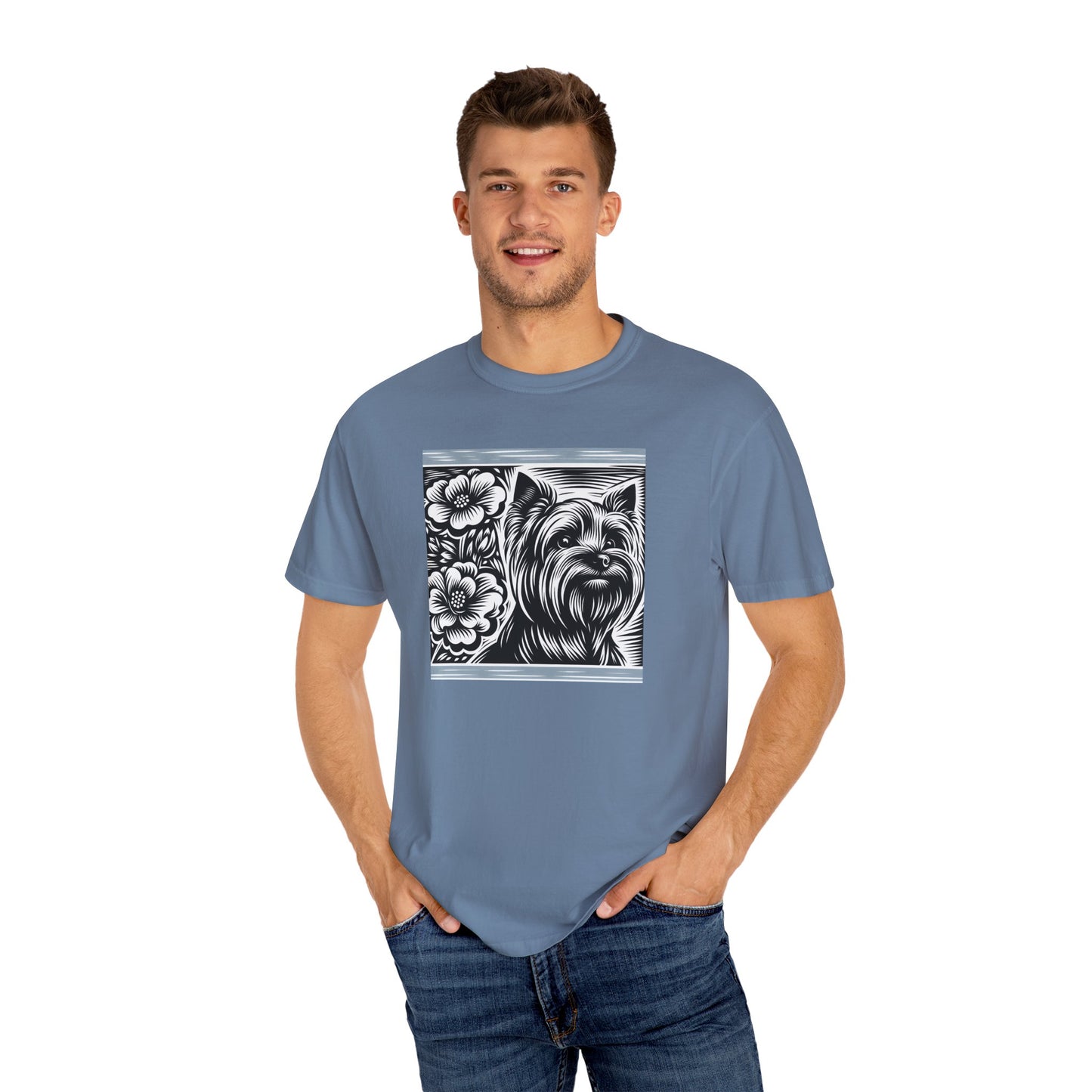 Cute Yorkie Floral T-Shirt for Dog Lovers