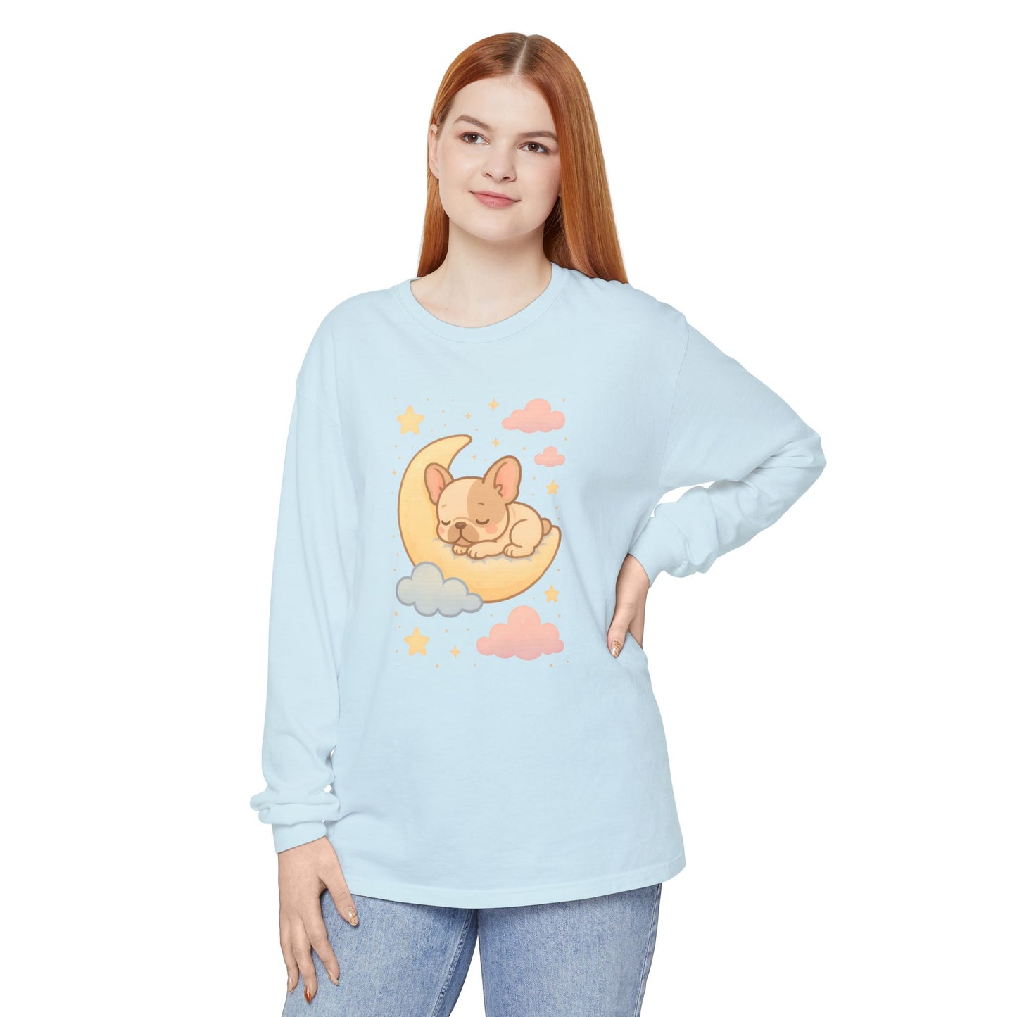 Cozy Dog-Themed Long Sleeve T-Shirt for Pet Lovers, Cute Sleepy Dog Shirt, Gift for Dog Moms, Relaxed Style Shirt, Perfect for Fall