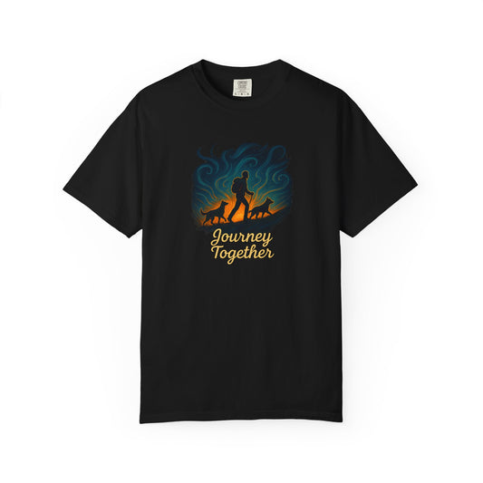 Journey Together T-Shirt, Unisex Garment-Dyed Shirt, Adventure Tee, Dog Lover Gift, Hiking Fashion, Nature Lover Apparel
