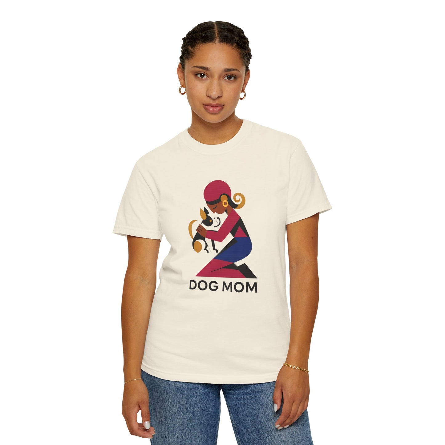 Dog Mom Garment-Dyed T-Shirt, Gift for Dog Lovers, Casual Wear, Pet Owner Apparel, Mother's Day Gift, Animal Lover Tee