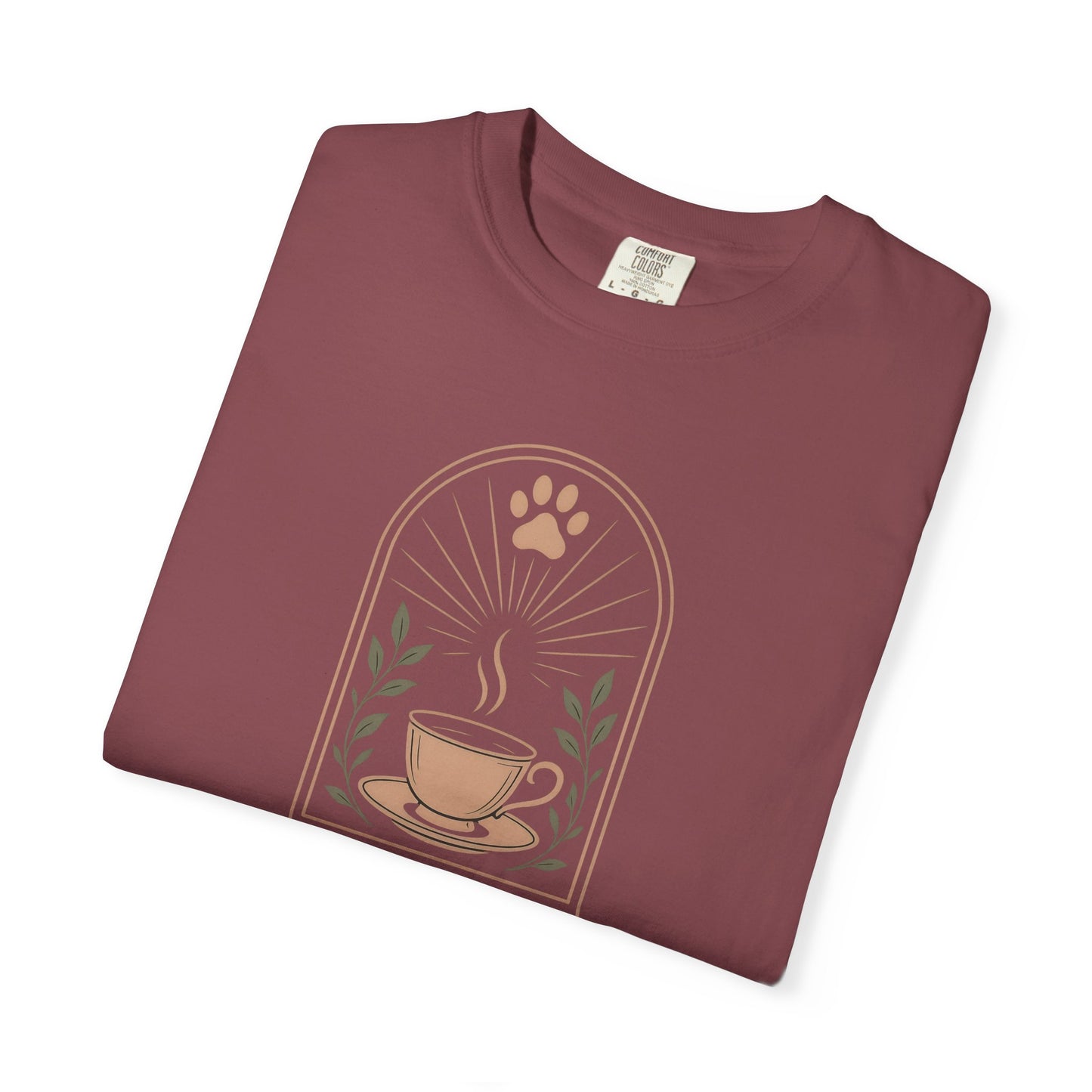 Serenity Coffee and Paws T-Shirt, Unisex Garment-Dyed Tee for Comfort, Perfect Gift for Pet Owners, Relaxation Apparel, Summer Casual [...]