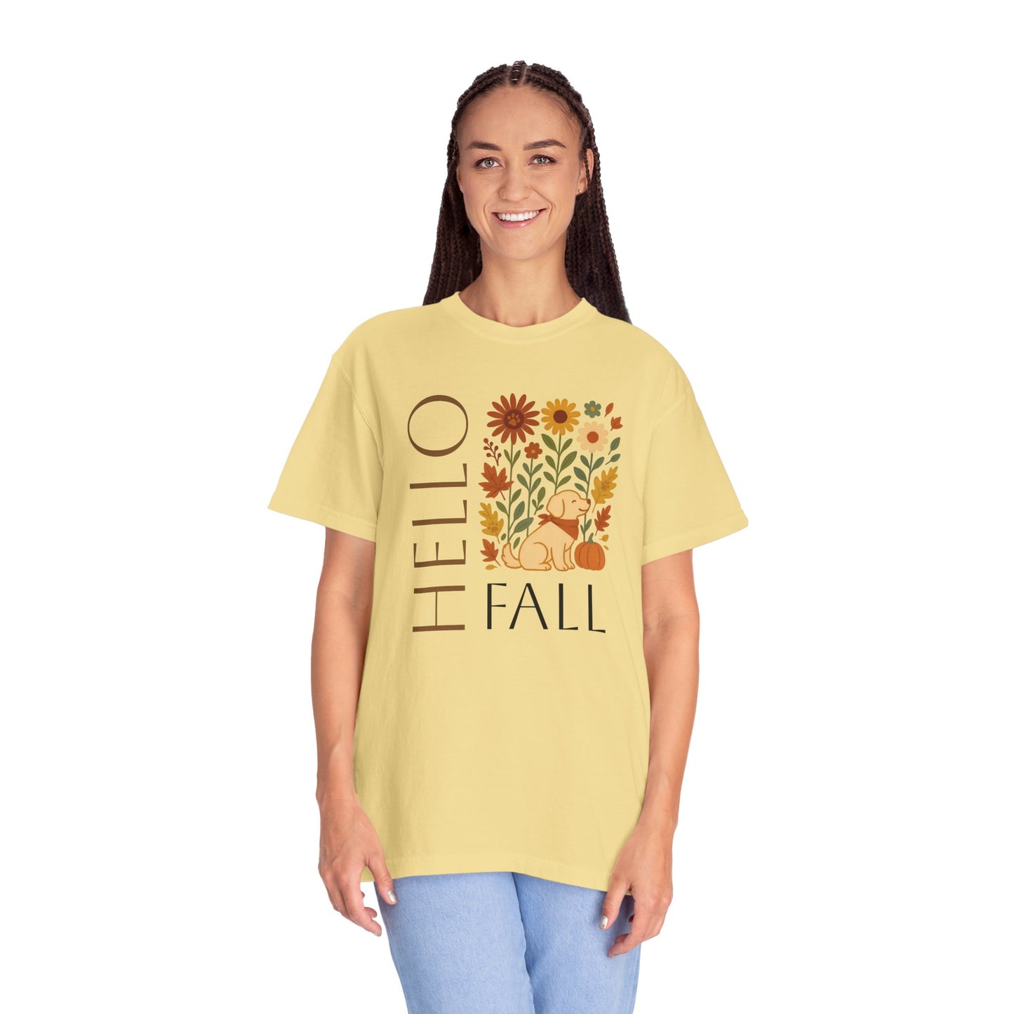Autumn Floral Dog T-Shirt, Hello Fall