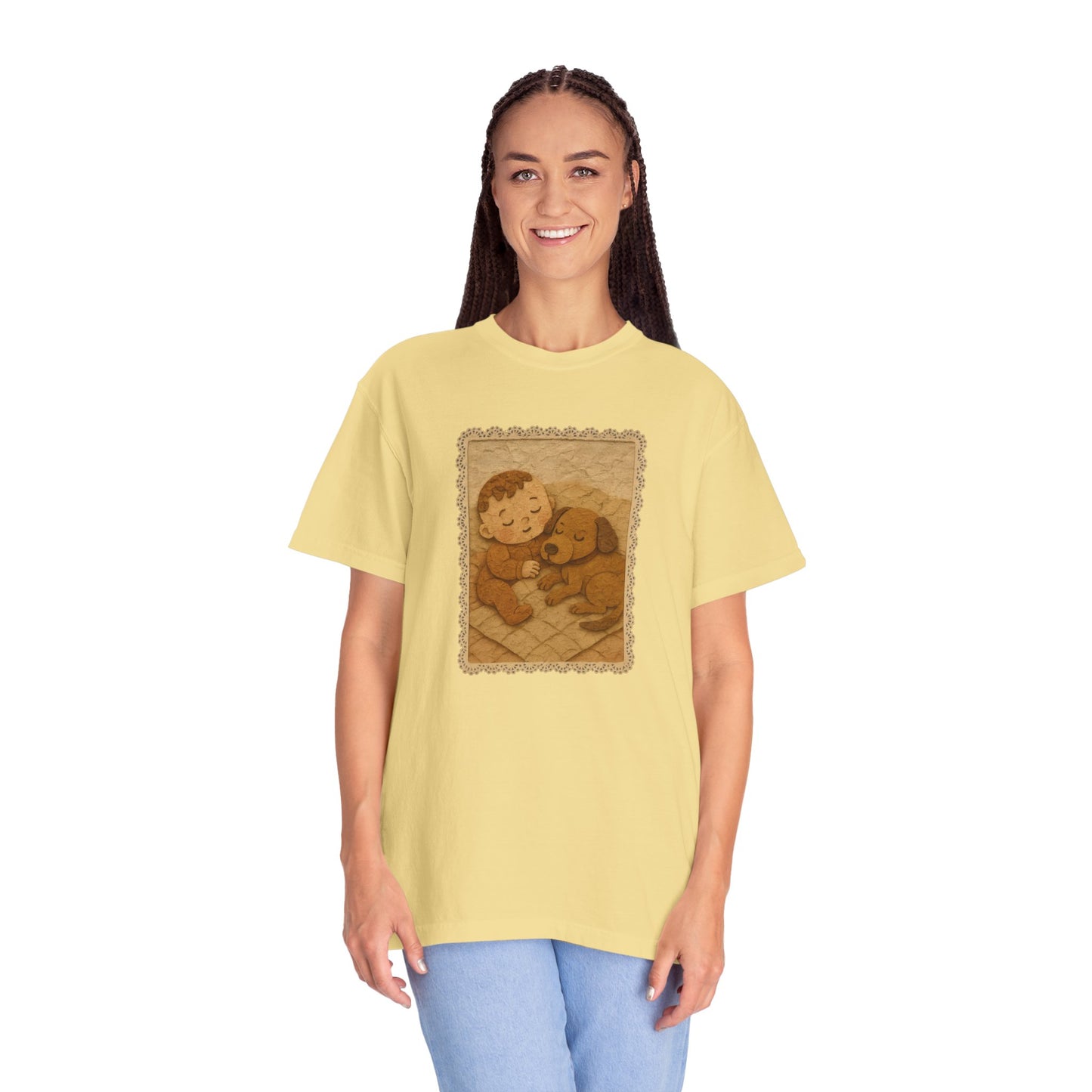 Cute Baby & Puppy Graphic Tee, Cozy Shirt for Dog Lovers and Parents, Gifts for Baby Showers, Birthdays, or Any Celebration